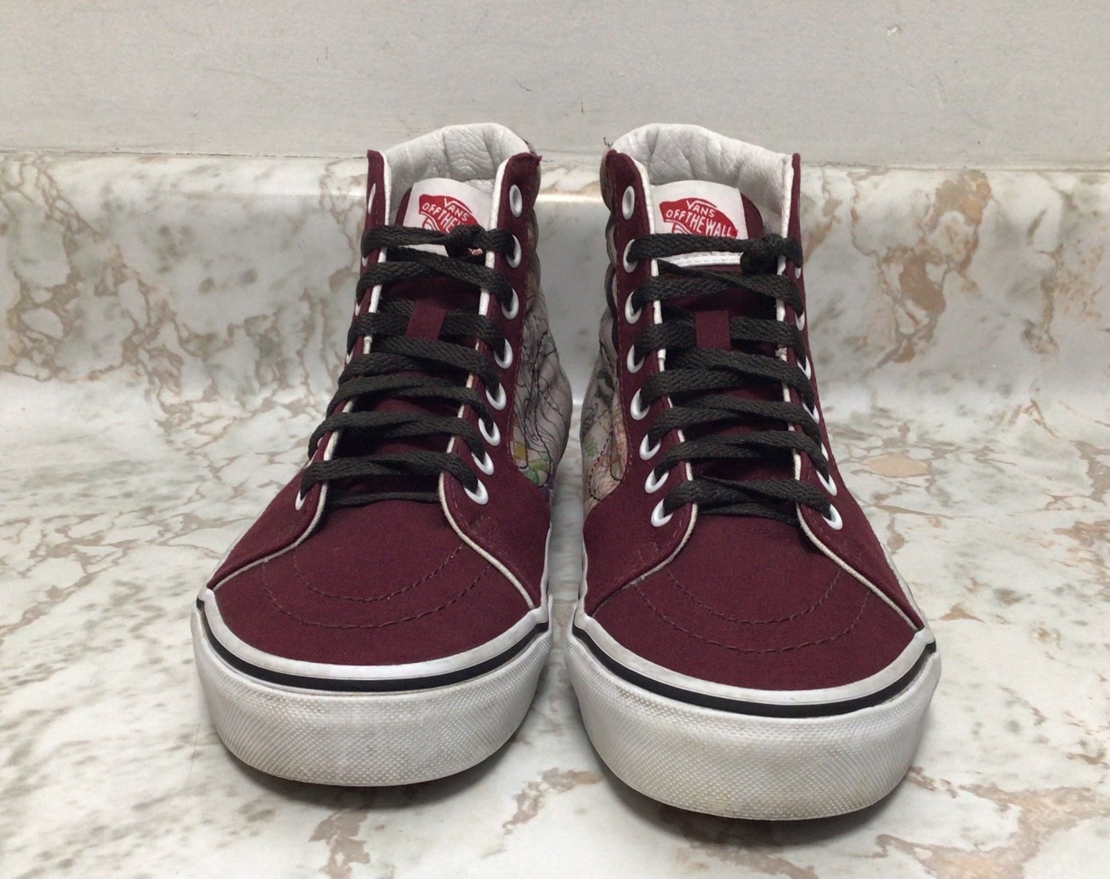 VANS Jesus Embroidered Burgundy High Top Sneakers Women’s Size 8.5 Art Graphics