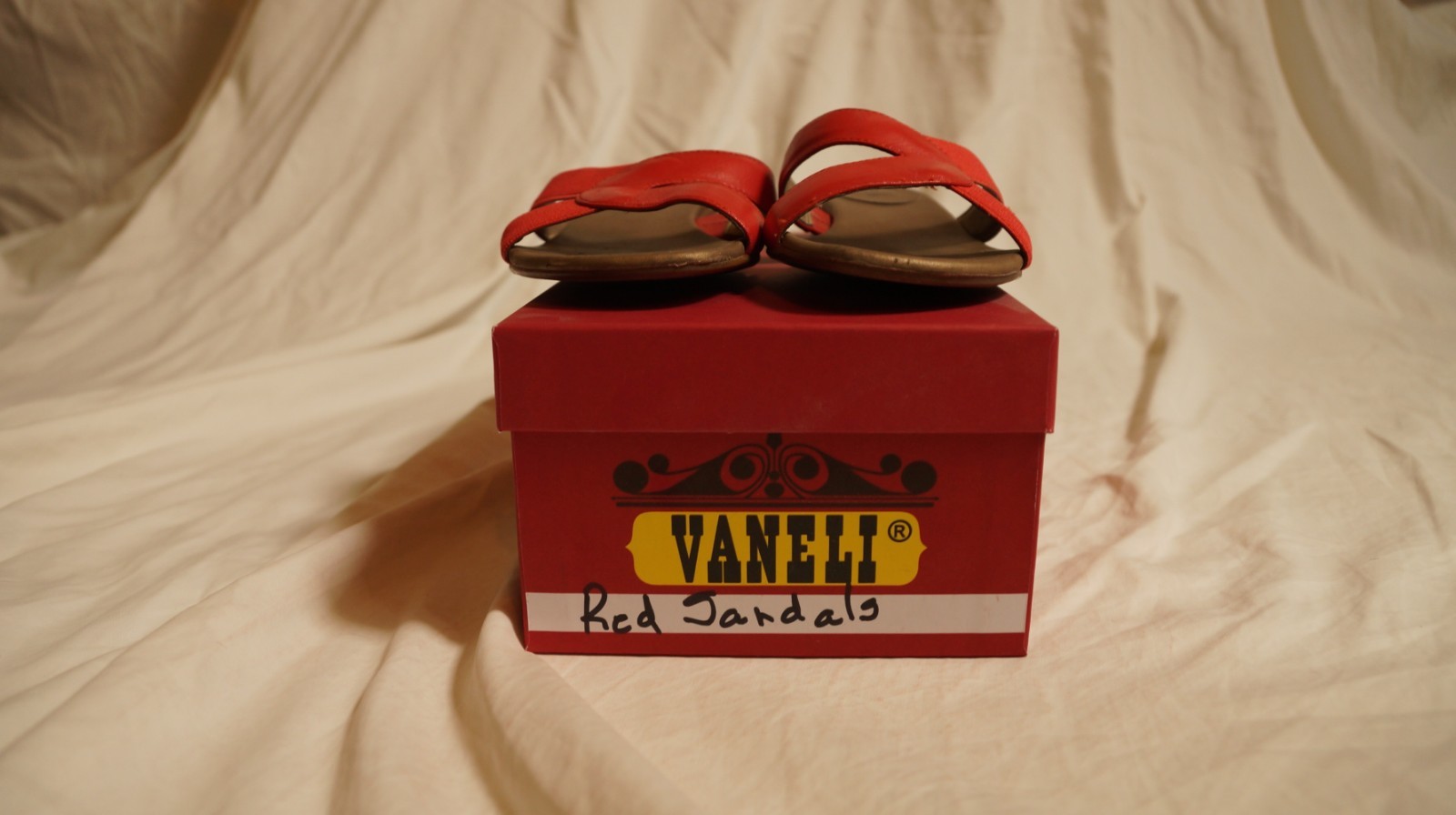 Vaneli Birley Red Nappa Slides Size 7.5M