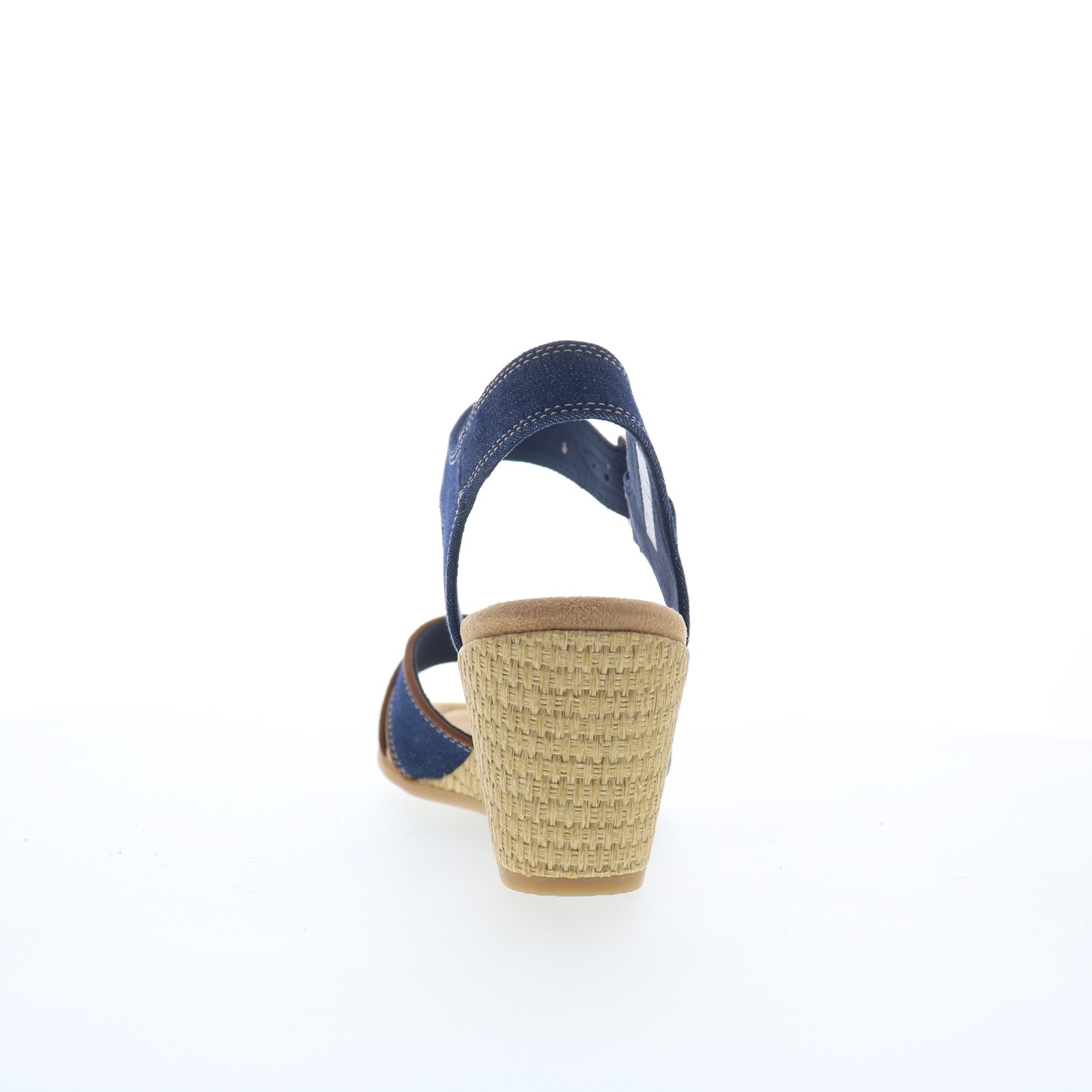Clarks Emmalae Iris 26181666 Womens Blue Wide Canvas Wedges Sandals Shoes