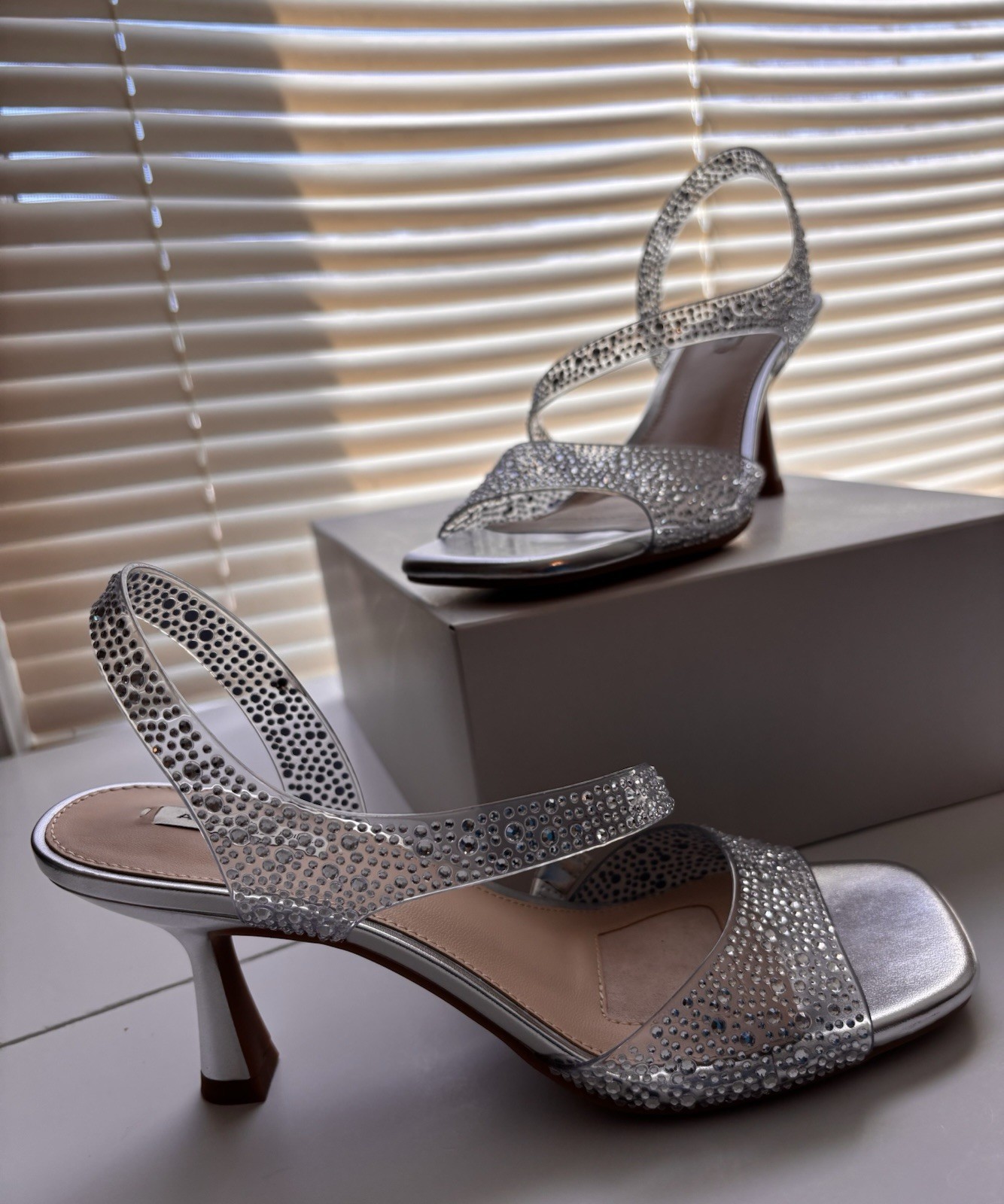 Silver Clear Rhinestone Evening Party Wedding Shoes Alex Marie Sutton
