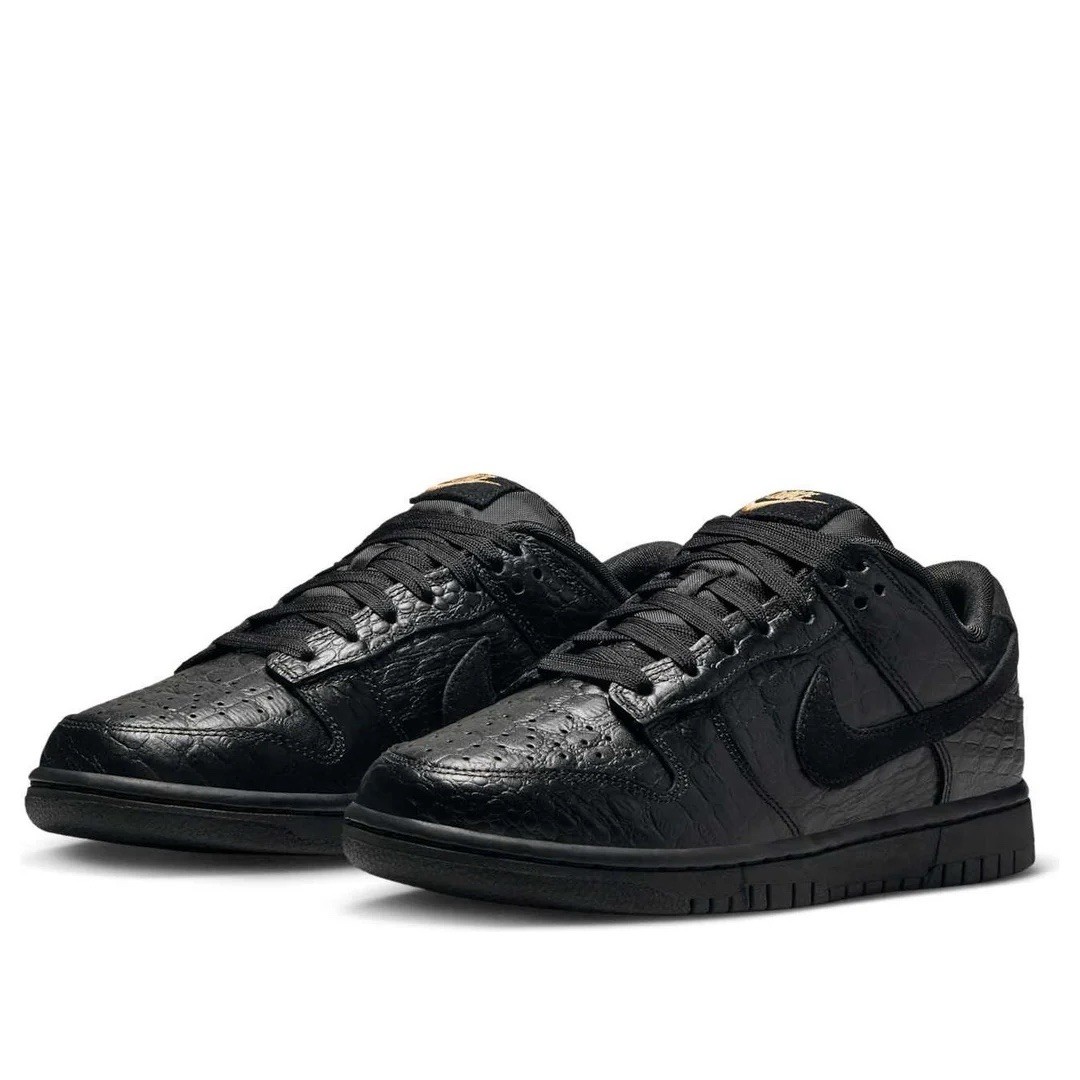 NEW Nike Dunk Low SS NBY HV4388-001 Black Croc Gold Off Noir Women Size 8.0