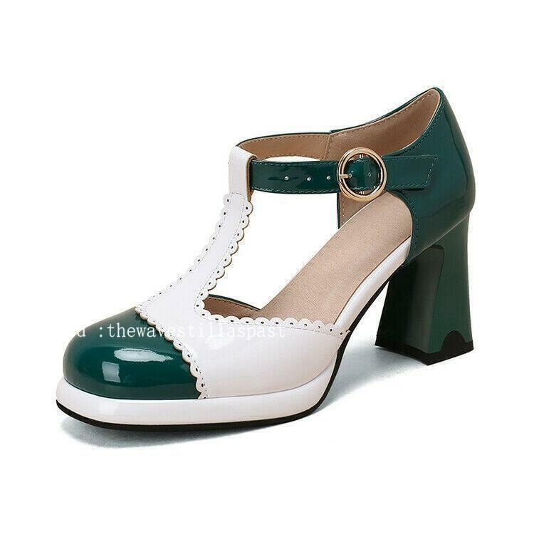 Chic Womens Color Splice Sandals Faux Leather T-strap Casual Dress Party Shoes
