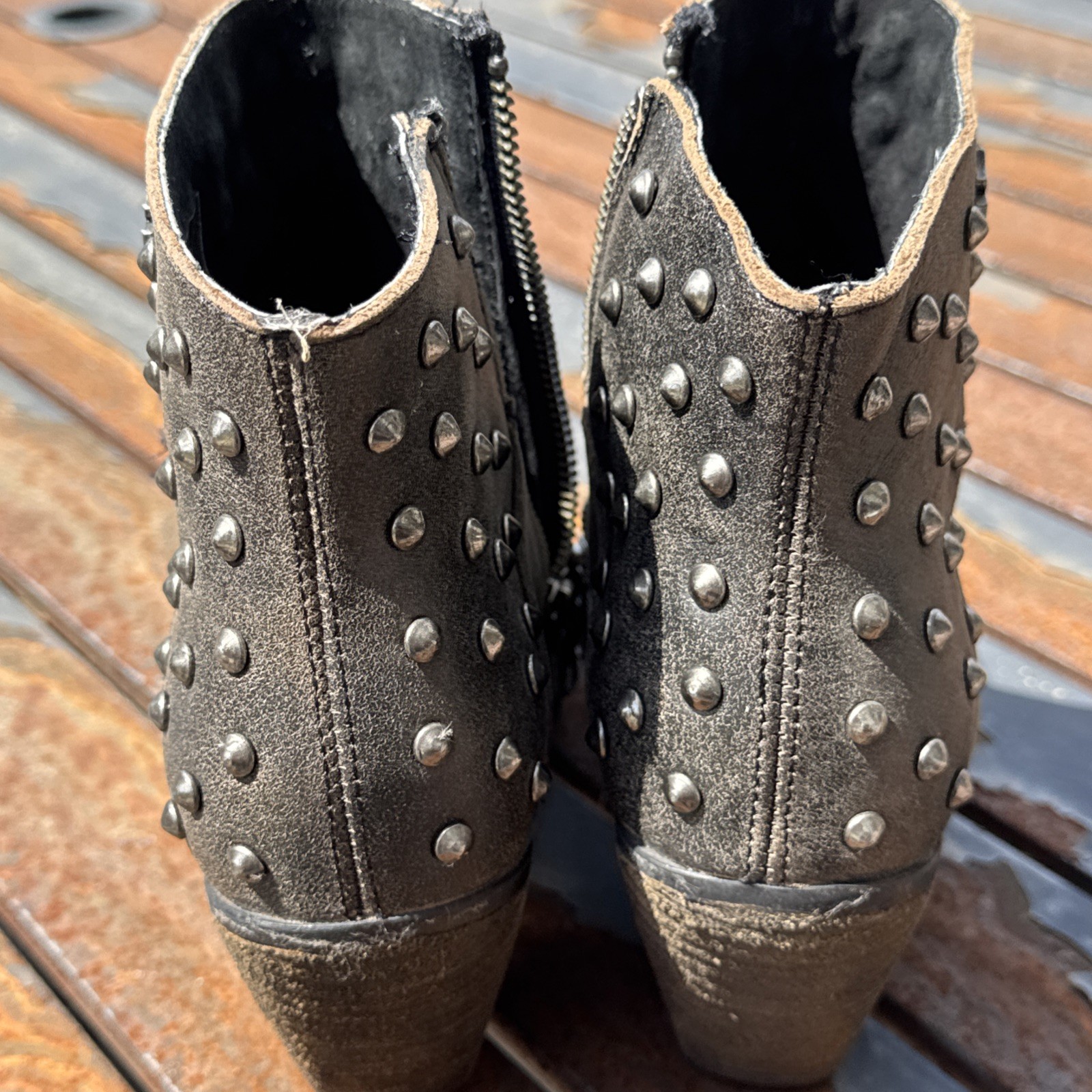 HARLEY DAVIDSON BIKER CHICK! Wexford Womens 6 Black Studded Leather Worn Once