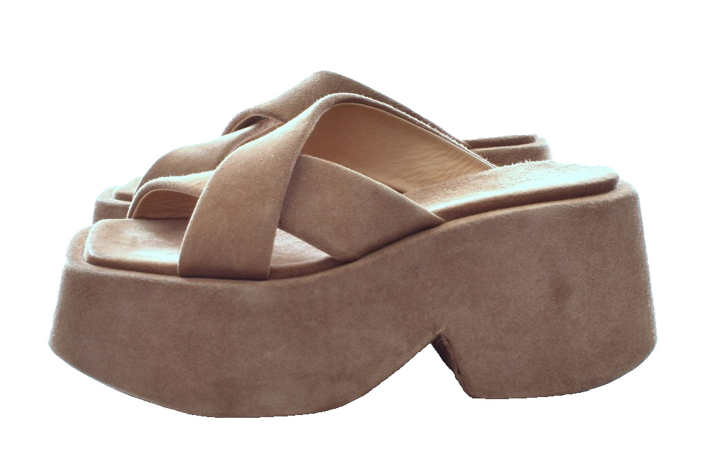 Marsell Camel Suede Chunky Heel Platform slides Sandals Size 36 US 6.5 EUC
