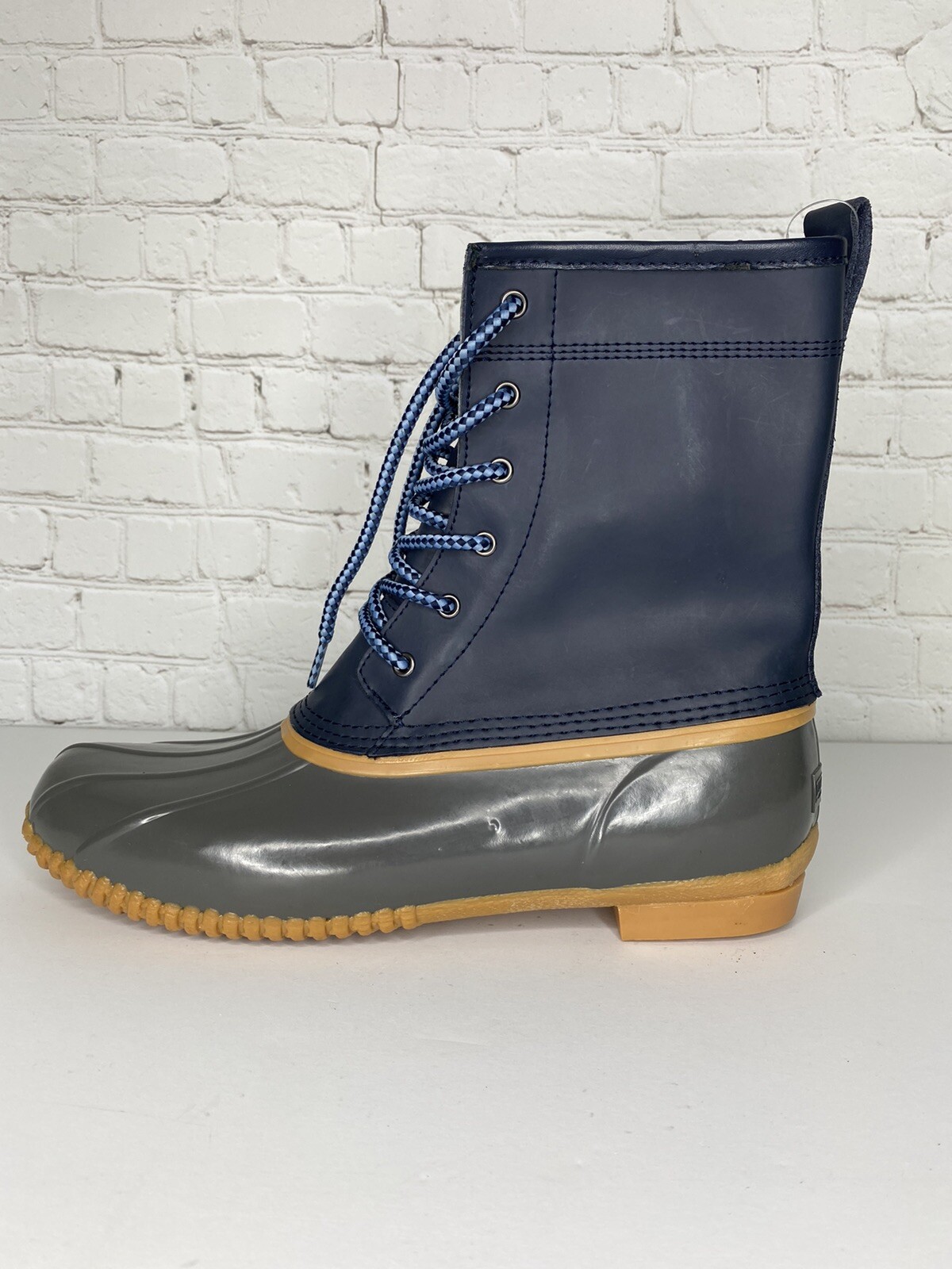 Lands End Womens 502426 Unlined Duck Boots Ankle Lace Up Deep Twilight Blue 11B