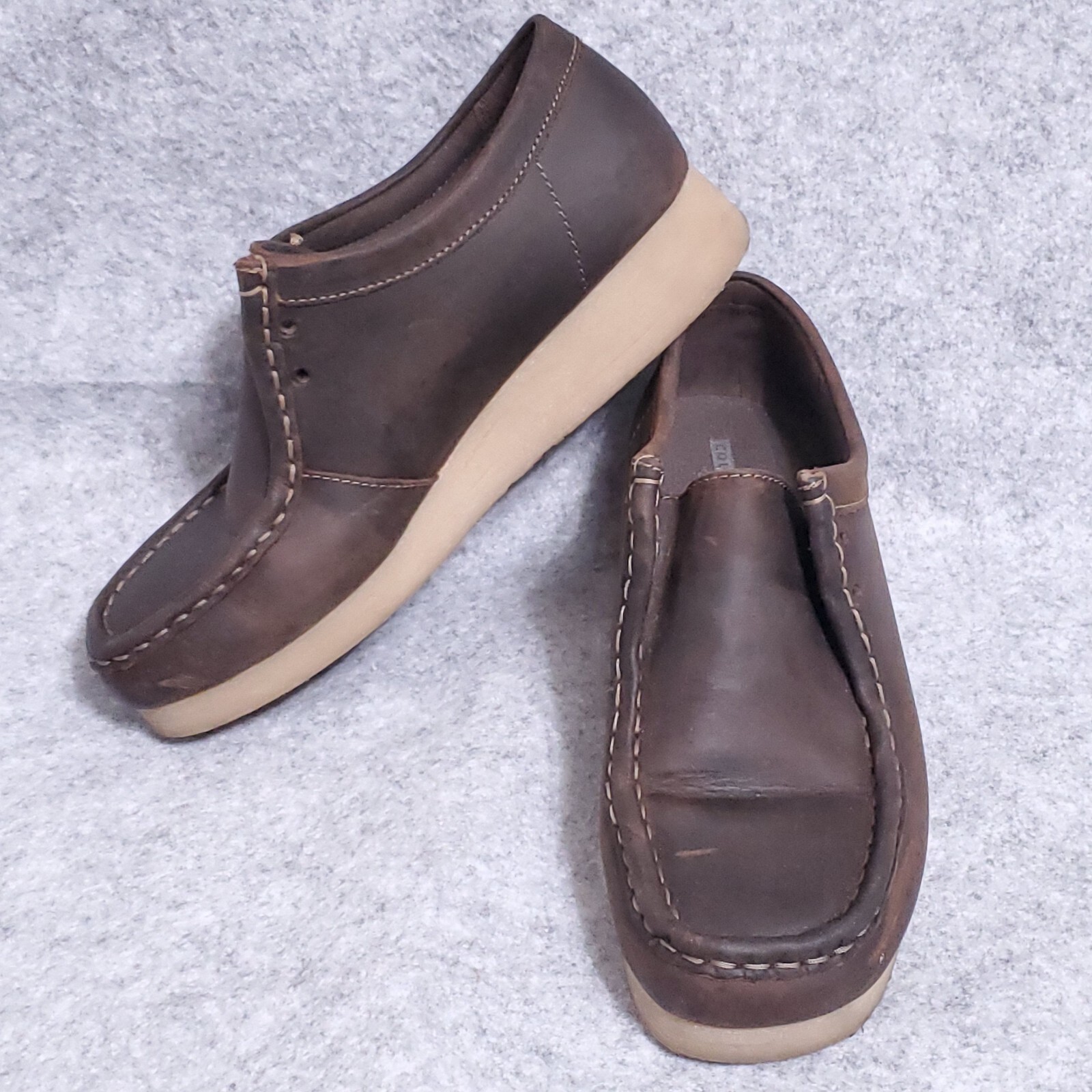 CLARKS WOMEN WALLABEE ANKLE BOOT BEESWAX BROWN LEATHER 7 M VERY NICE AS PICTURED