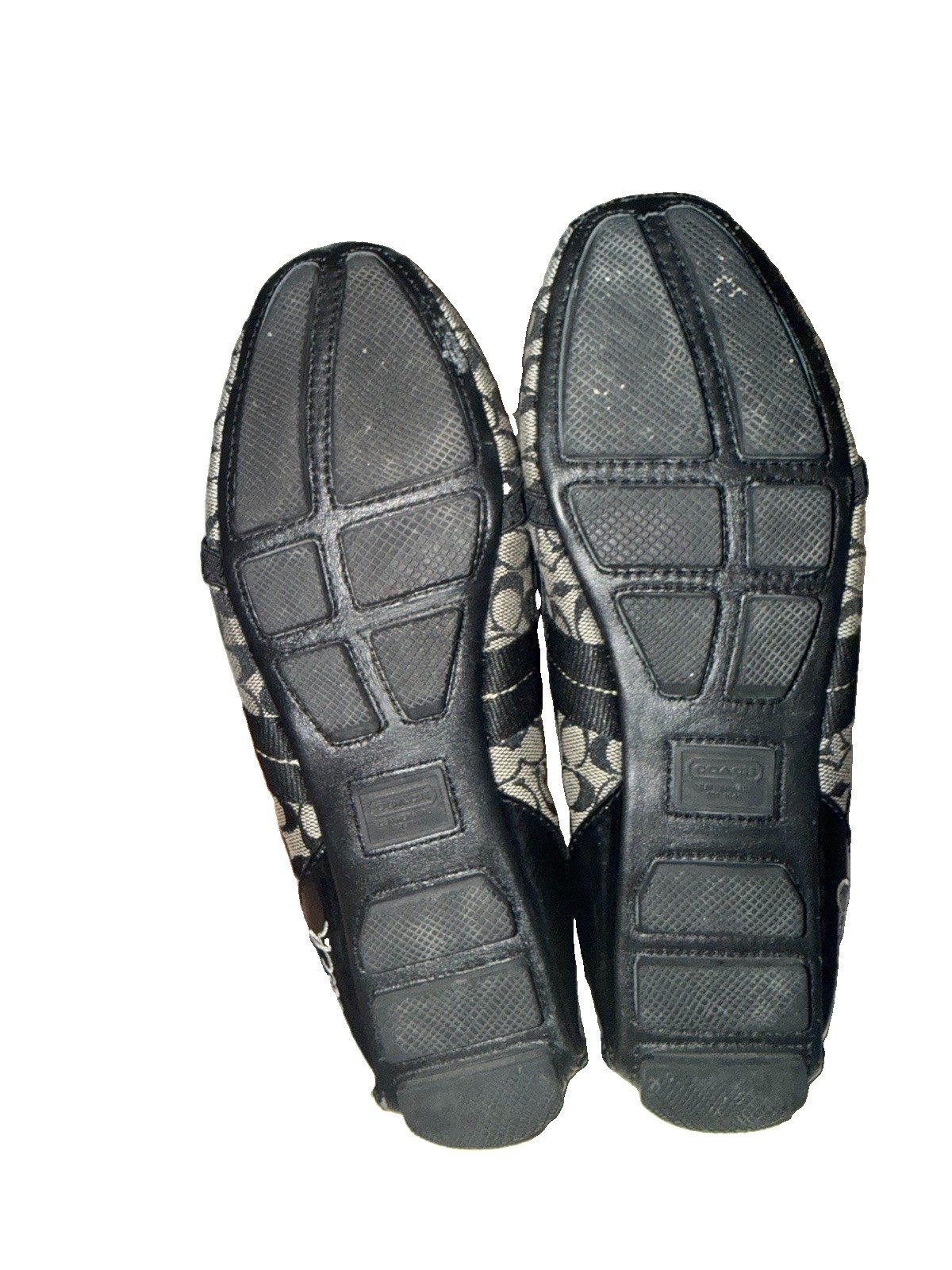 Vintage Coach Flat Shoes Size 7.5 Leather Trim and Signature Coach Canvas Logo