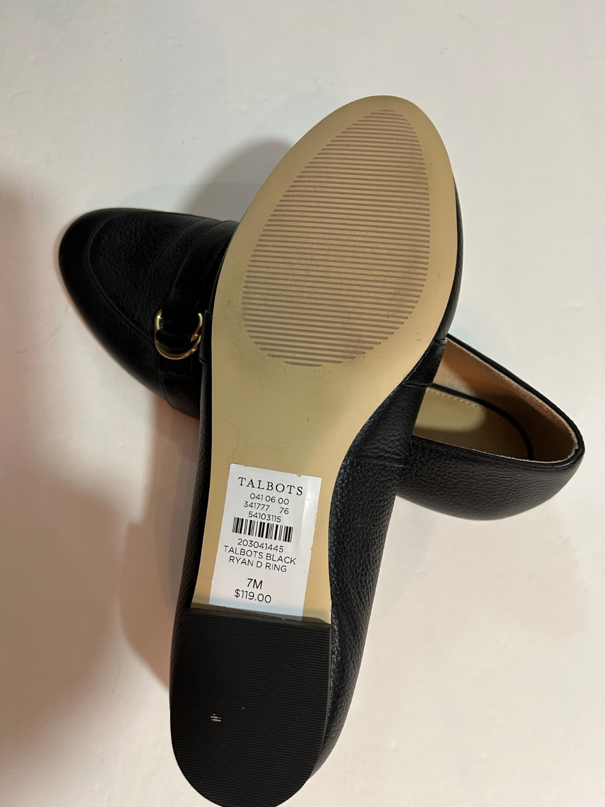 Talbots Leather Loafers 7M Ryan Buckle D-Ring Black Career NEW