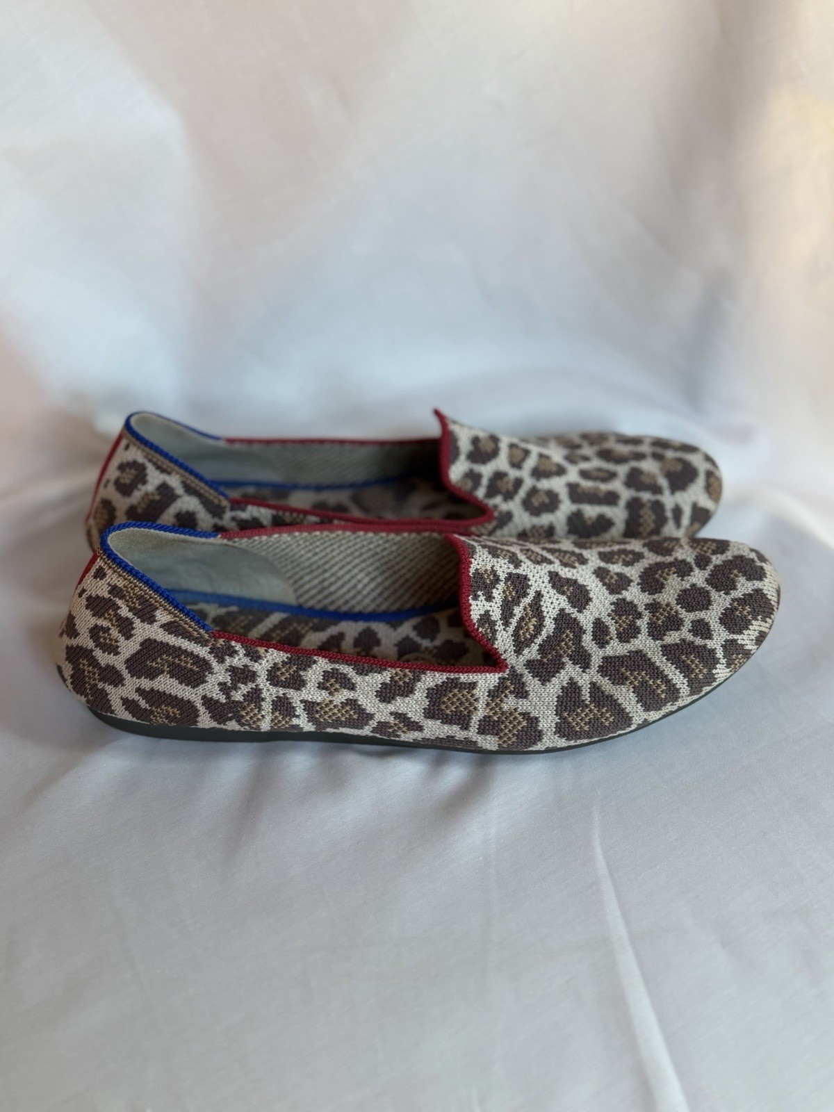 Rothy’s The Loafer Women’s Knit Leopard Print Loafer Flats Slip-On Round Toe 8