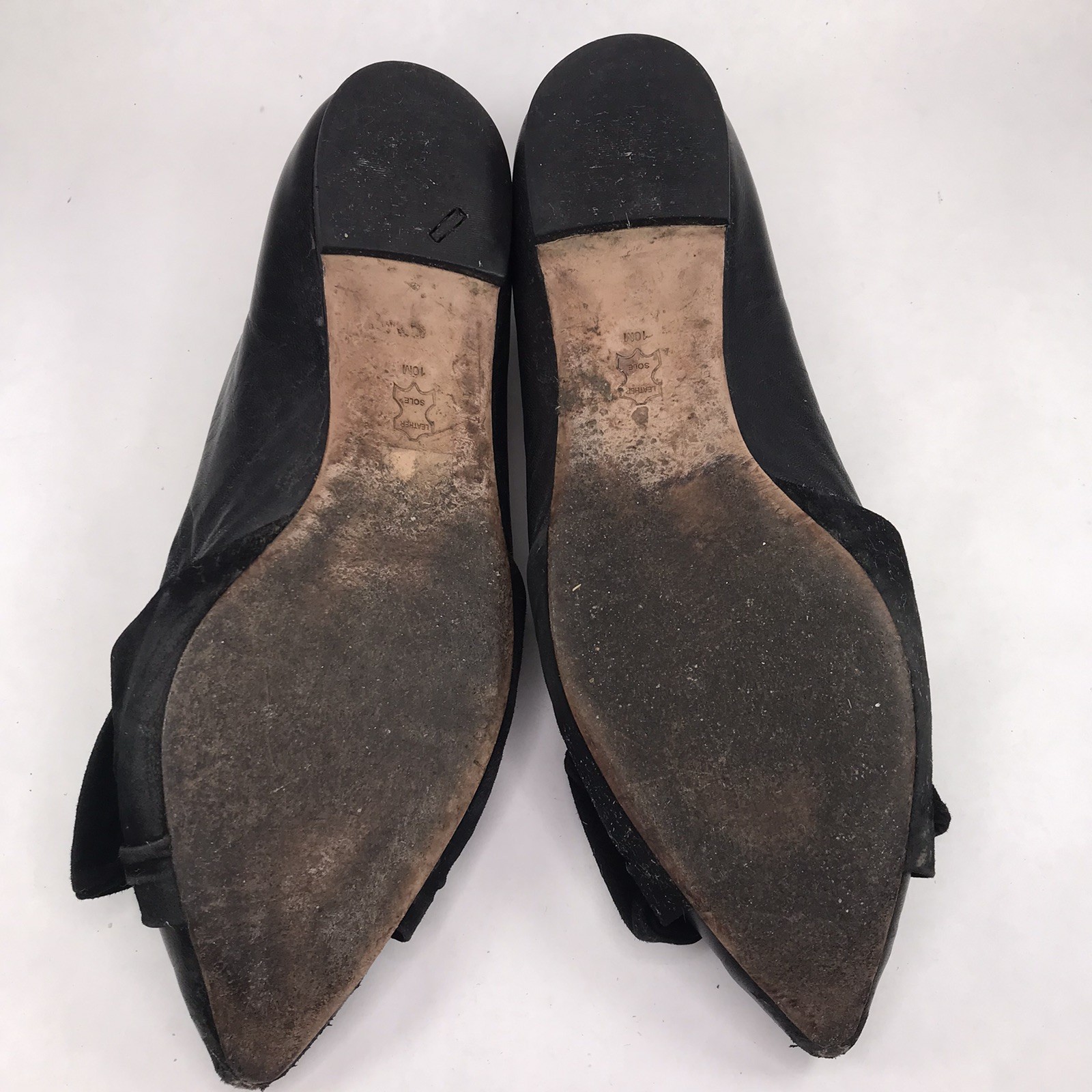 Tory Burch Women’s Size 10 Eleanor Flat Black Leather Bow Pointed Toe Shoes
