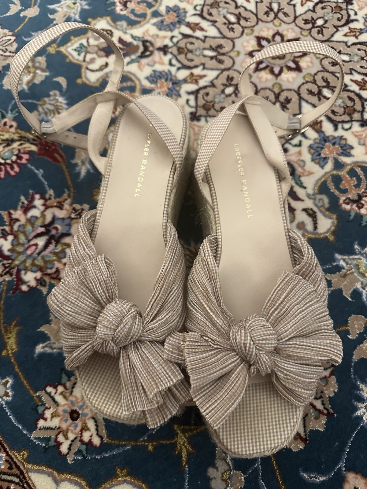 Loeffler Randall Platform Sandals Beige GinghamUS 9 UK 7 EU 40