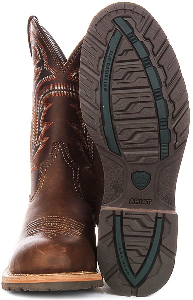 Ariat Hybrid Ranchwor X50 Cushion Duratread Mens Boot In Dark Brown US 8 – 13