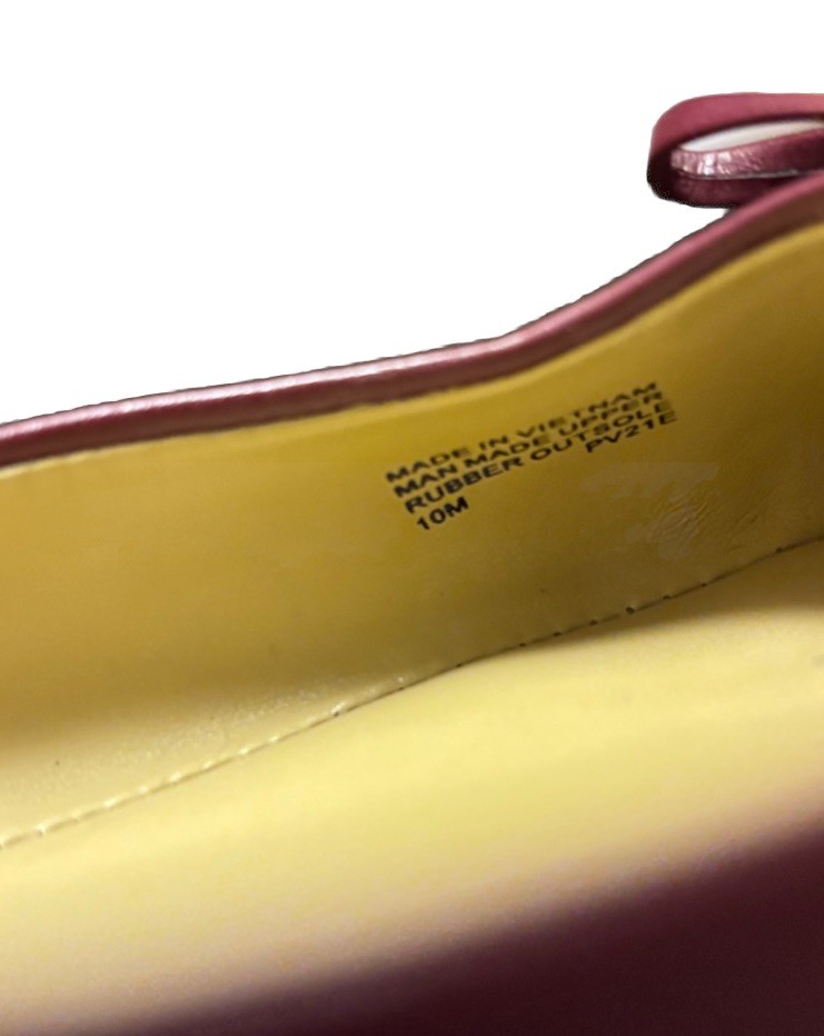 Michael Kors Burgundy Leather Ballet Flats Bow Logo Charm Round Toe Slip On 10