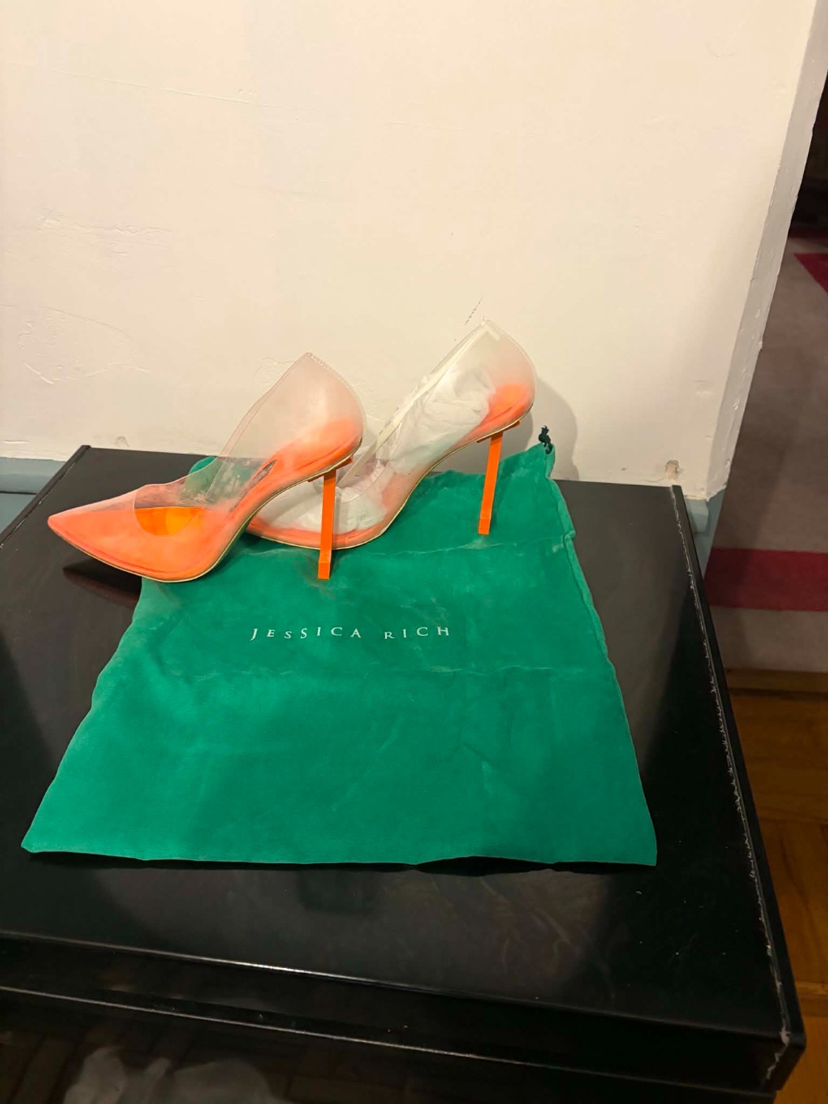 Jessica Rich So Fancy Orange & Clear PVC Stiletto heels – Size 39 (US 9) New