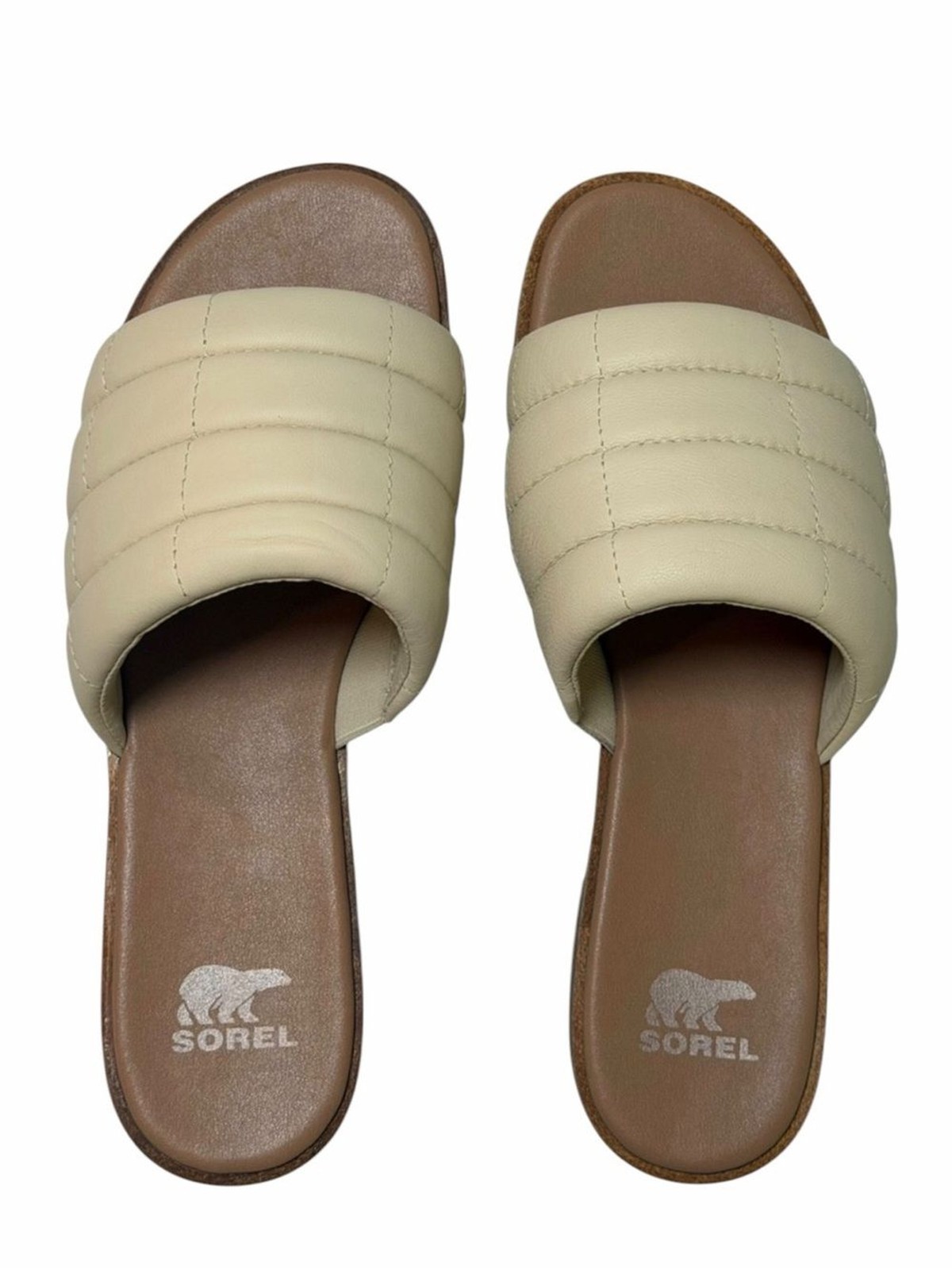 Sorel Quilted Padded Ella IIU Slide Mules in Honey White, Gum 16- Women’s 8.5