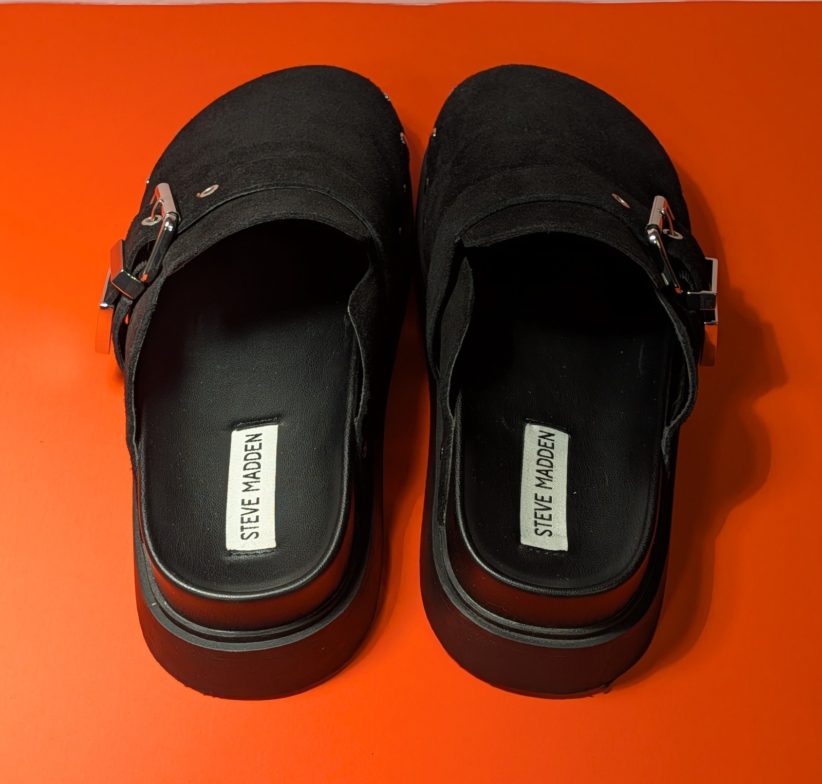 Steve Madden Cherrie Platinum Suede Clog With Silver Tone Studs