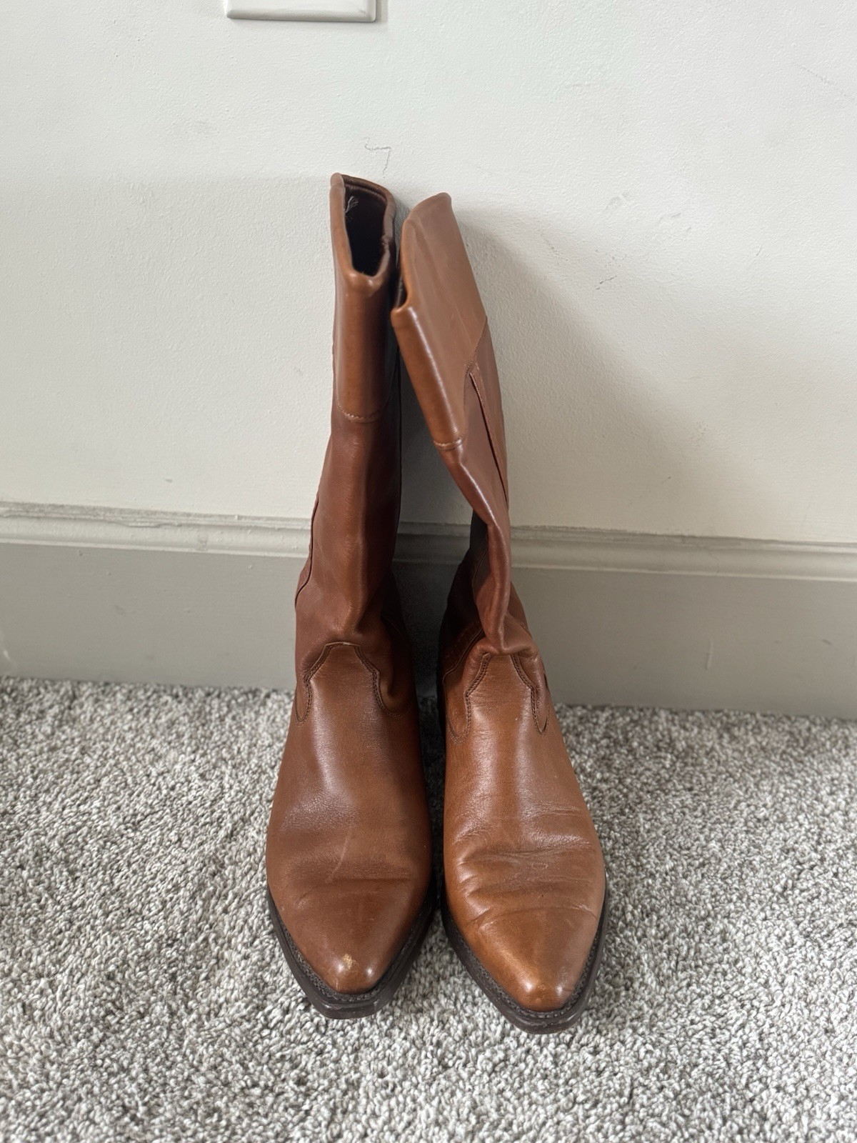 Vintage Leather Wrangler Women’s Riding Boots Calf Western Cowboy 8.5