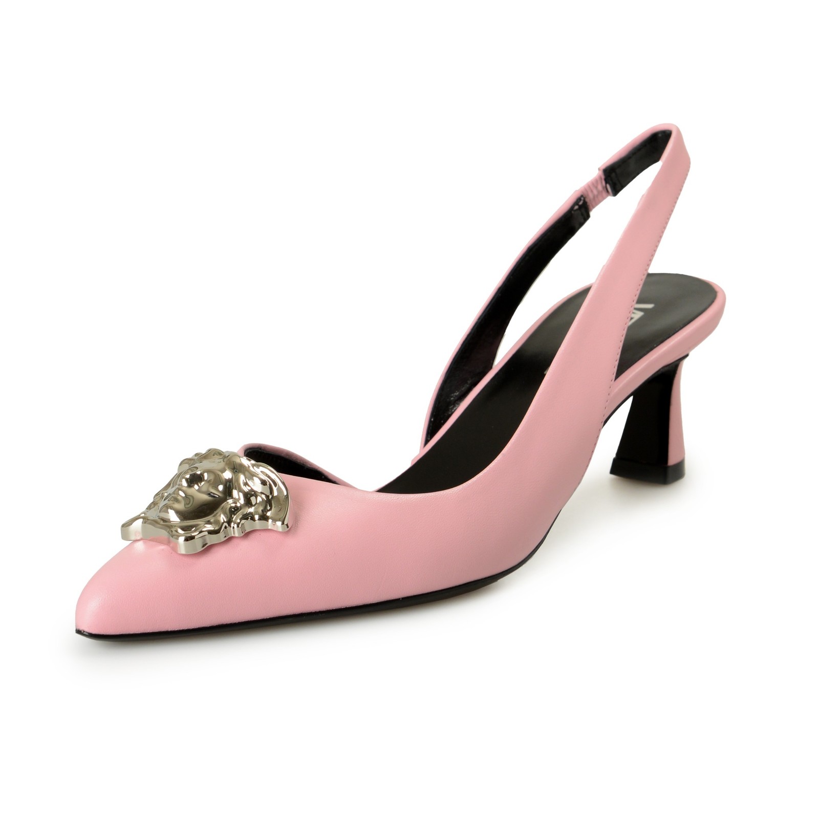 Versace Women’s Pink & Silver Medusa 100% Leather Heeled Pumps Shoes US 6 IT 36