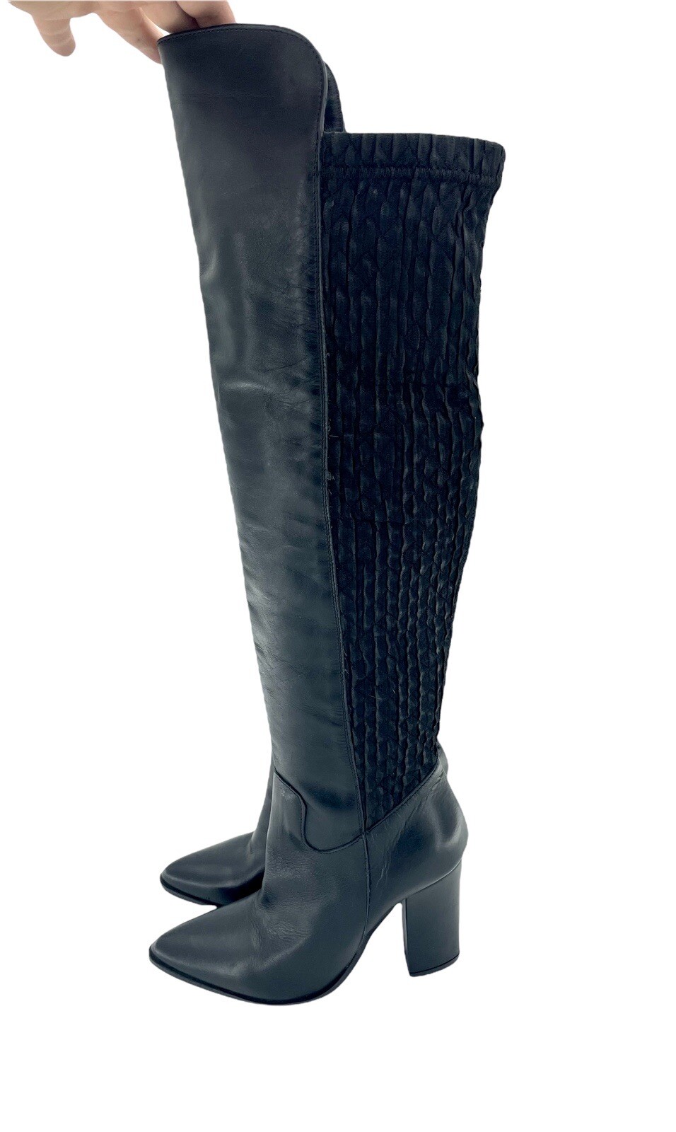 Charles David Boots Black Leather Over-The-Knee Stretch Boot SZ 8.5 New SH97