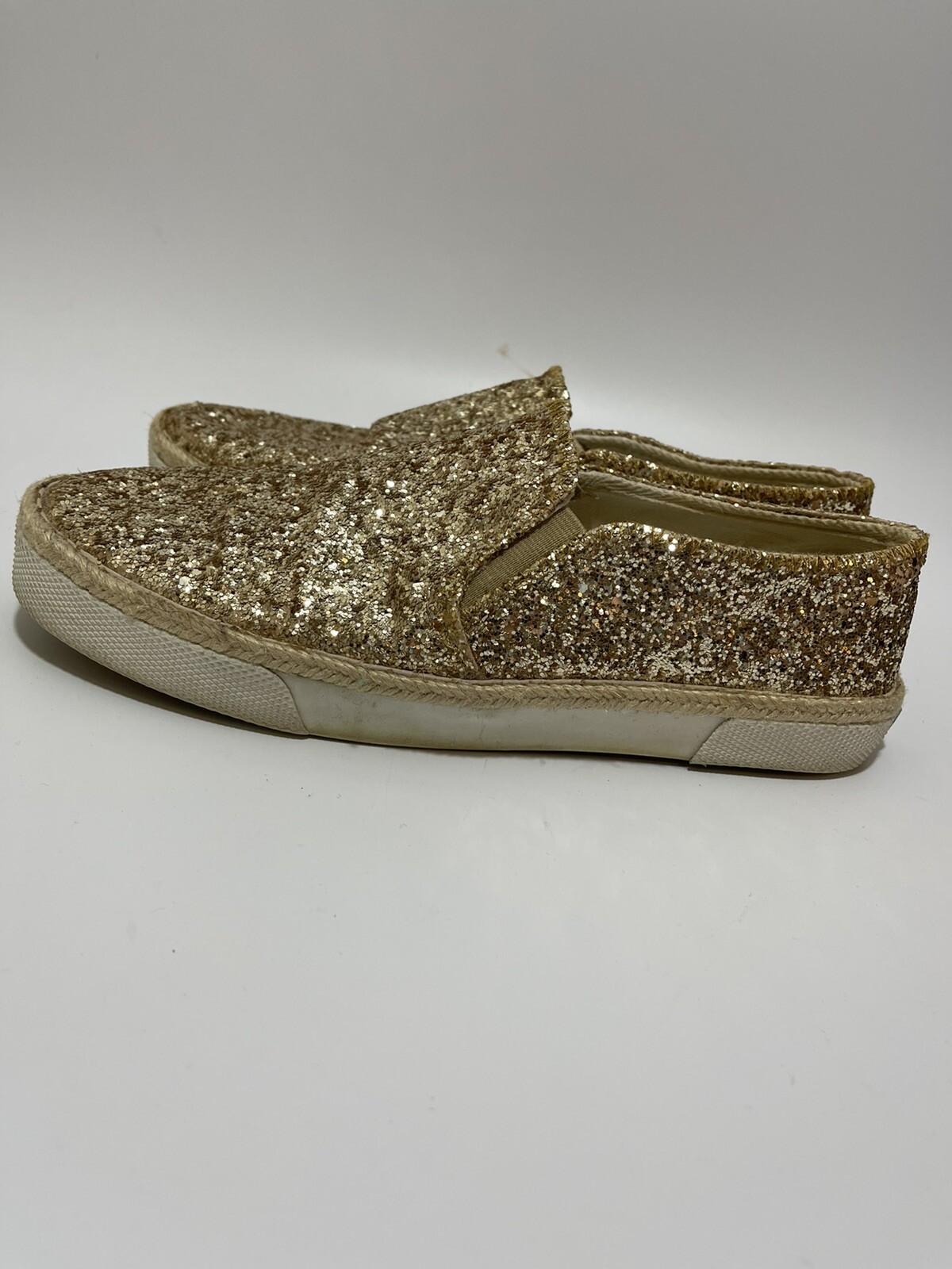 Jack Rogers Gold Glitter Sparkle Slip On Shoes Sneakers Loafers Women’s Size 7.5