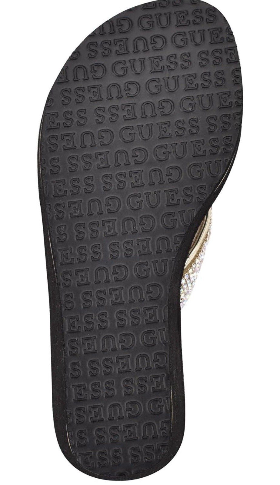 GUESS Women’s Gwsarraly ~ 3″ EVA wedge heel ~ Black/Gold ~ Size 10