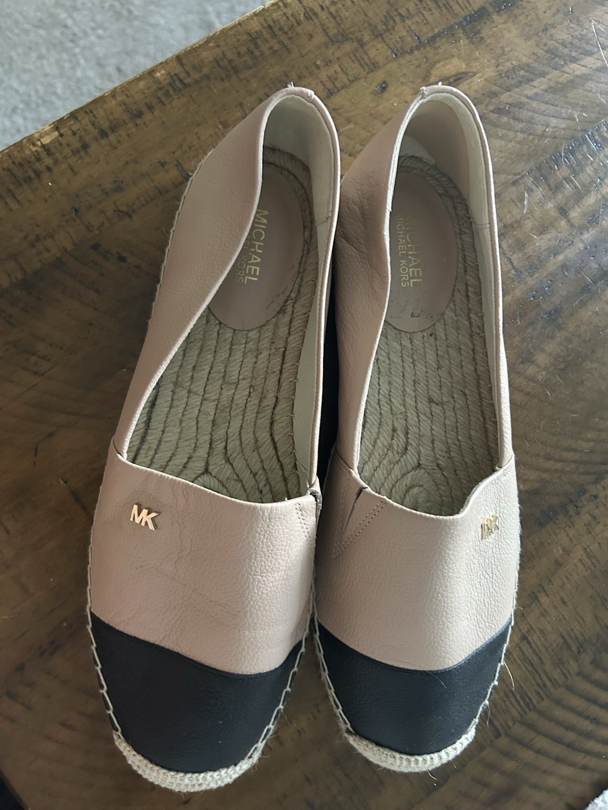 MICHAEL Michael Kors Women’s Leather Espadrille Flats Slip-On Cap Toe 9/40
