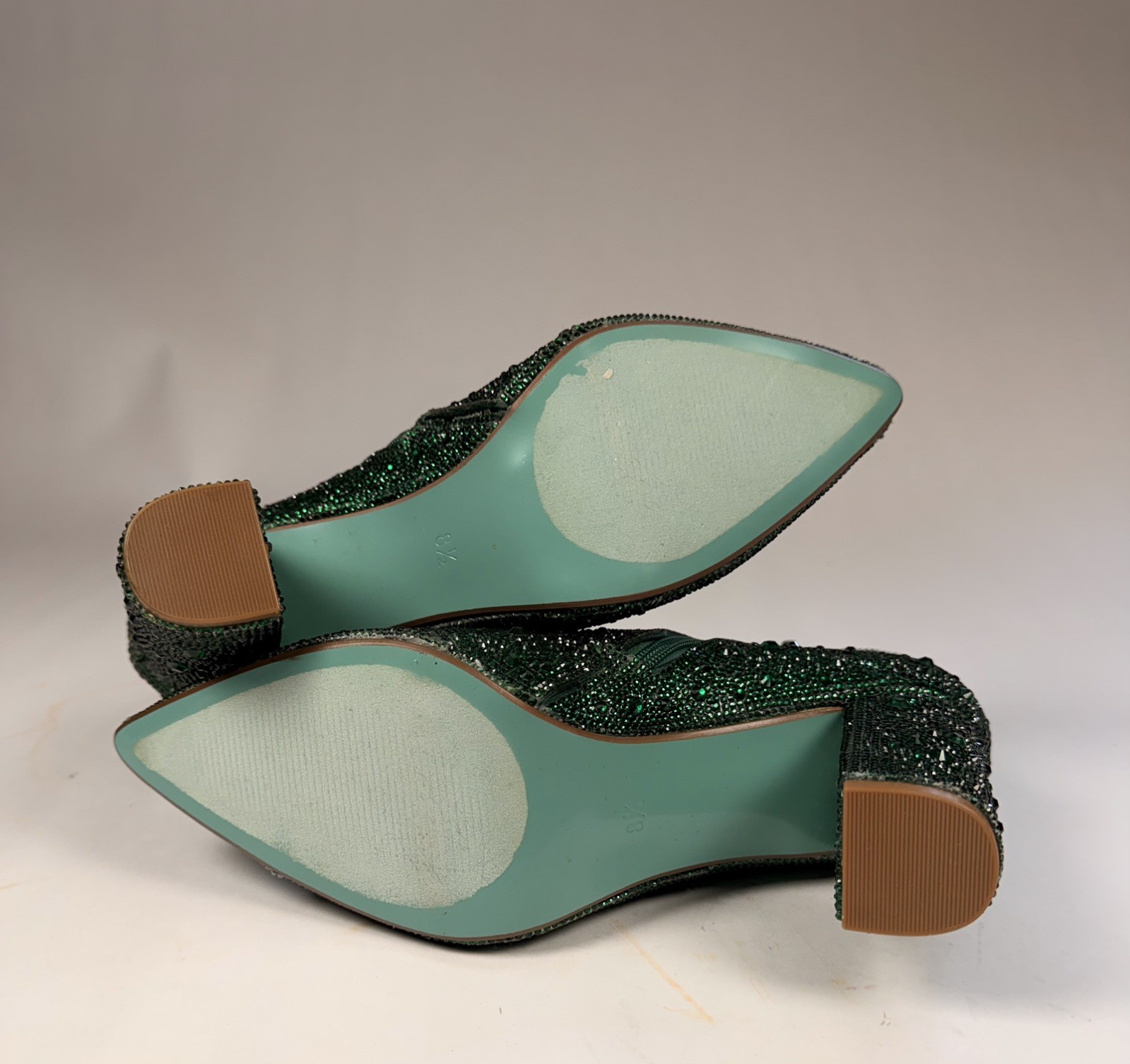 Betsey Johnson Emerald Green Cady Rhinestone Boots Women’s US 8.5 No Box
