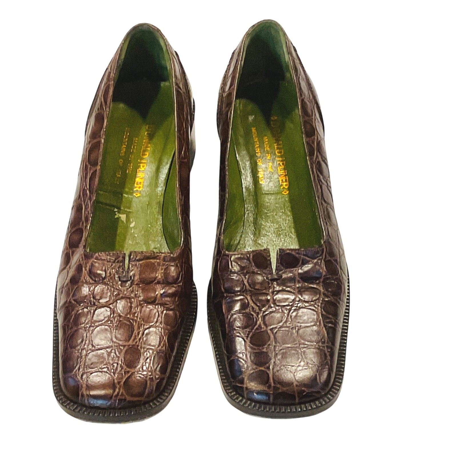 DONALD J PLINER women’s crocodile embossed loafers Italian leather LINC 7 Narrow
