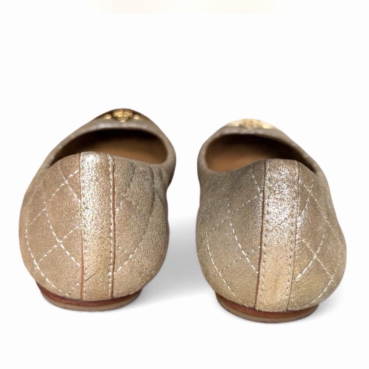 TORY BURCH Kaitlin quilted metallic ballet flats Sz 8.5