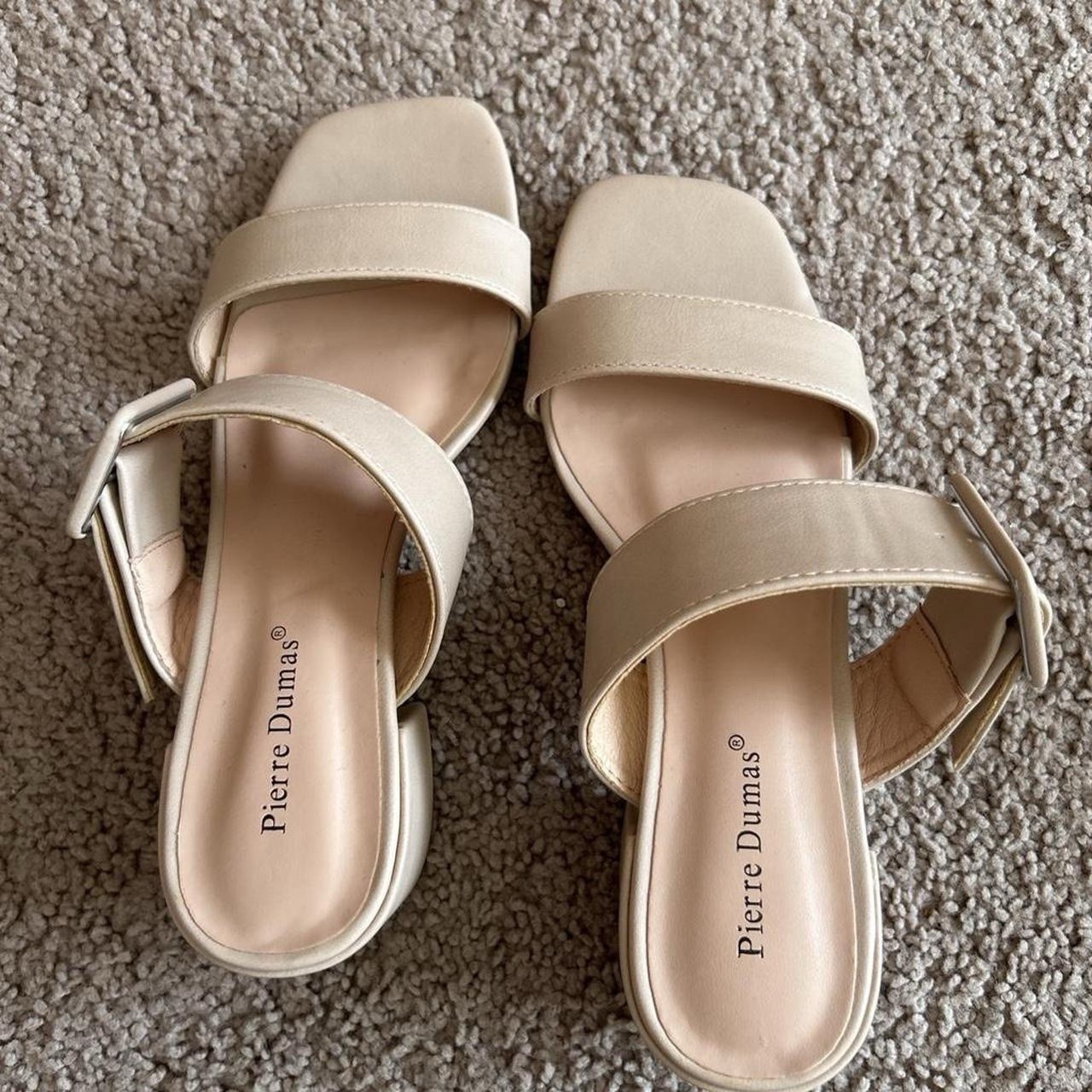Pierre Dumas Beige Block Heel Sandals size US 7