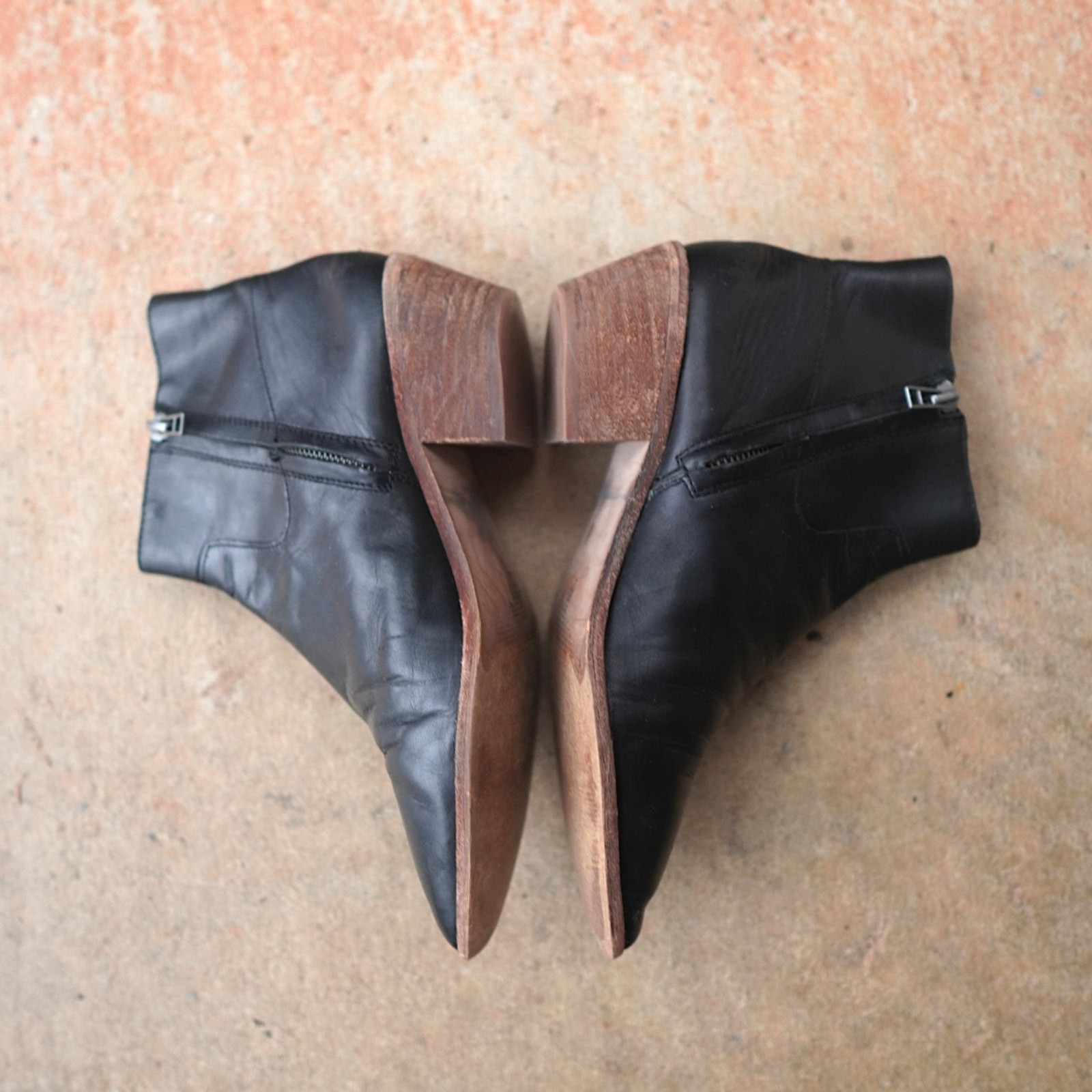 Madewell Charley Black Leather Ankle Boots 8 UK 6 EU 38.5 Pointed Western Bootie