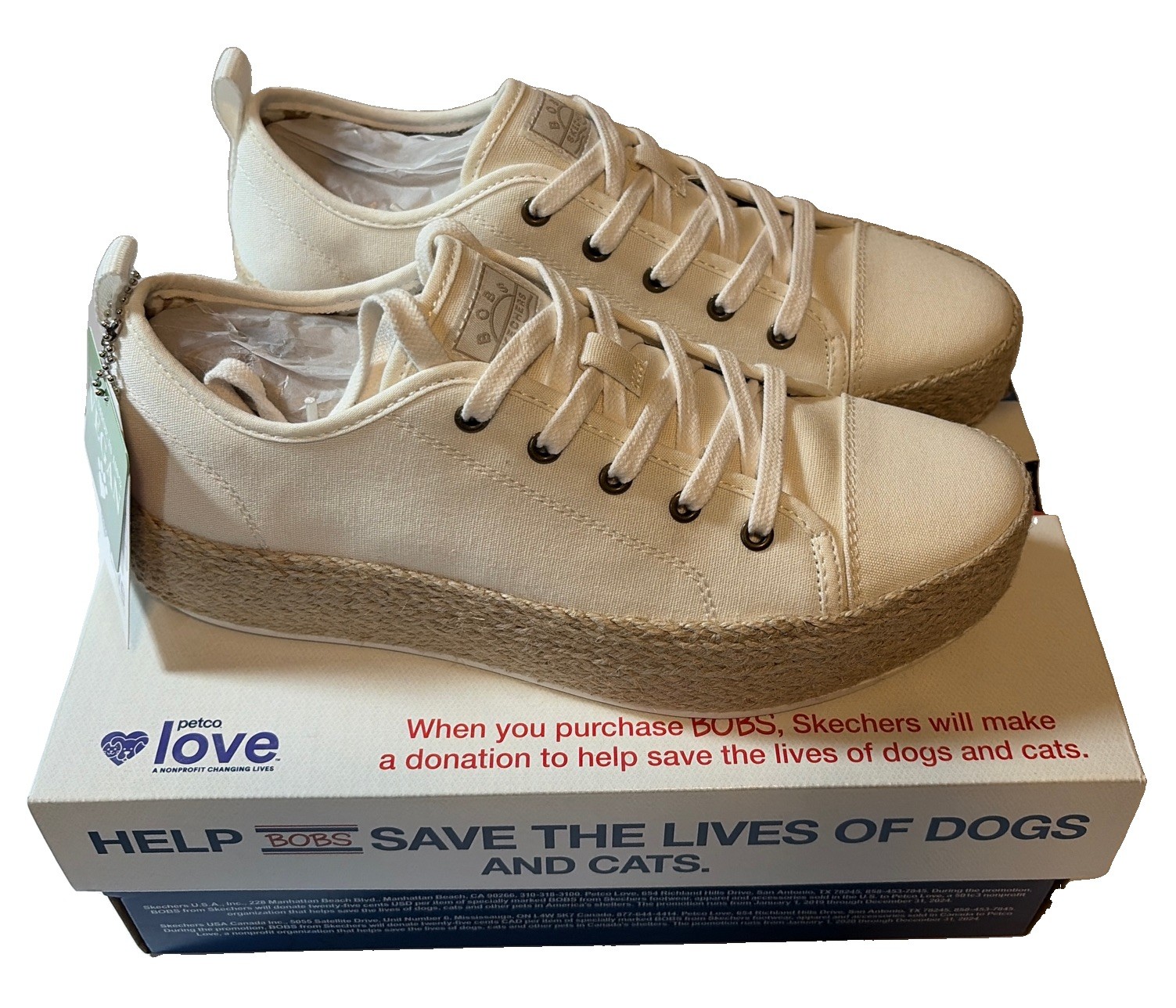 Skechers Bobs Sesame Espadrille Lace U Sneakers Sun Dazing-Off-White 7.5 A644403