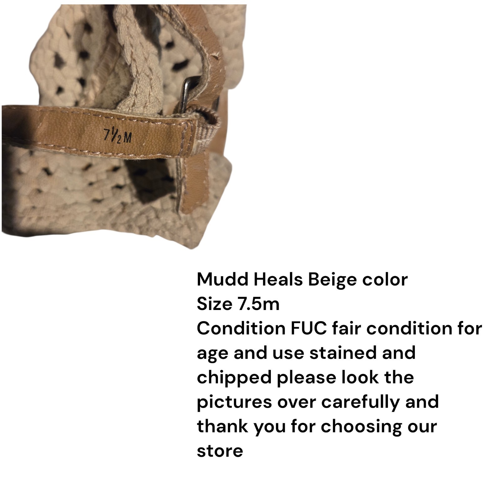 Mudd Wedge Heels Beige Knit Crochet Ankle 7.5 High Heel Cork