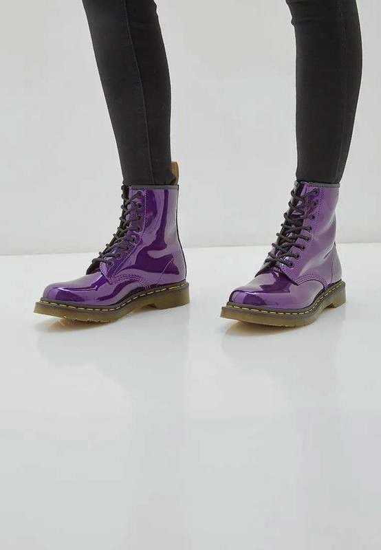 Women Dr Martens Boots Purple Leather 38 #8KE2