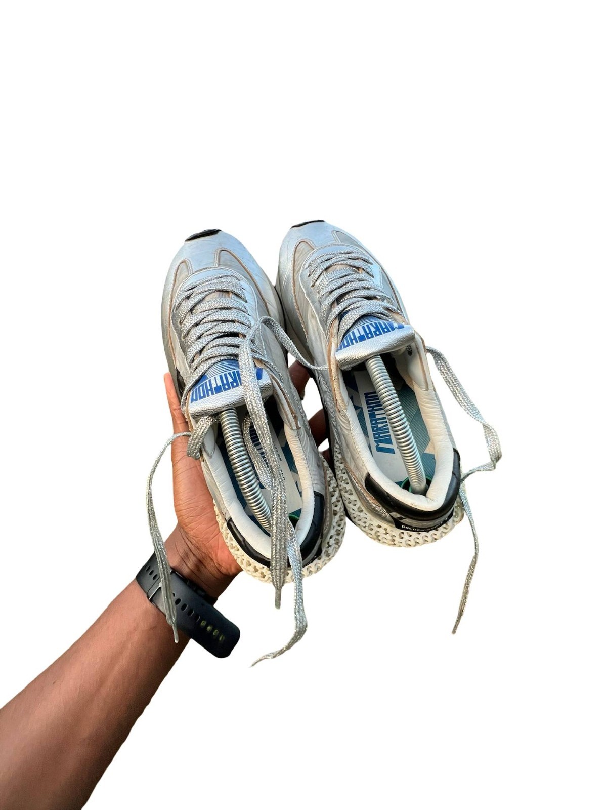 Golden Goose Marathon R Silver Metallic Sneakers EU 37 US 7 Made in Italy