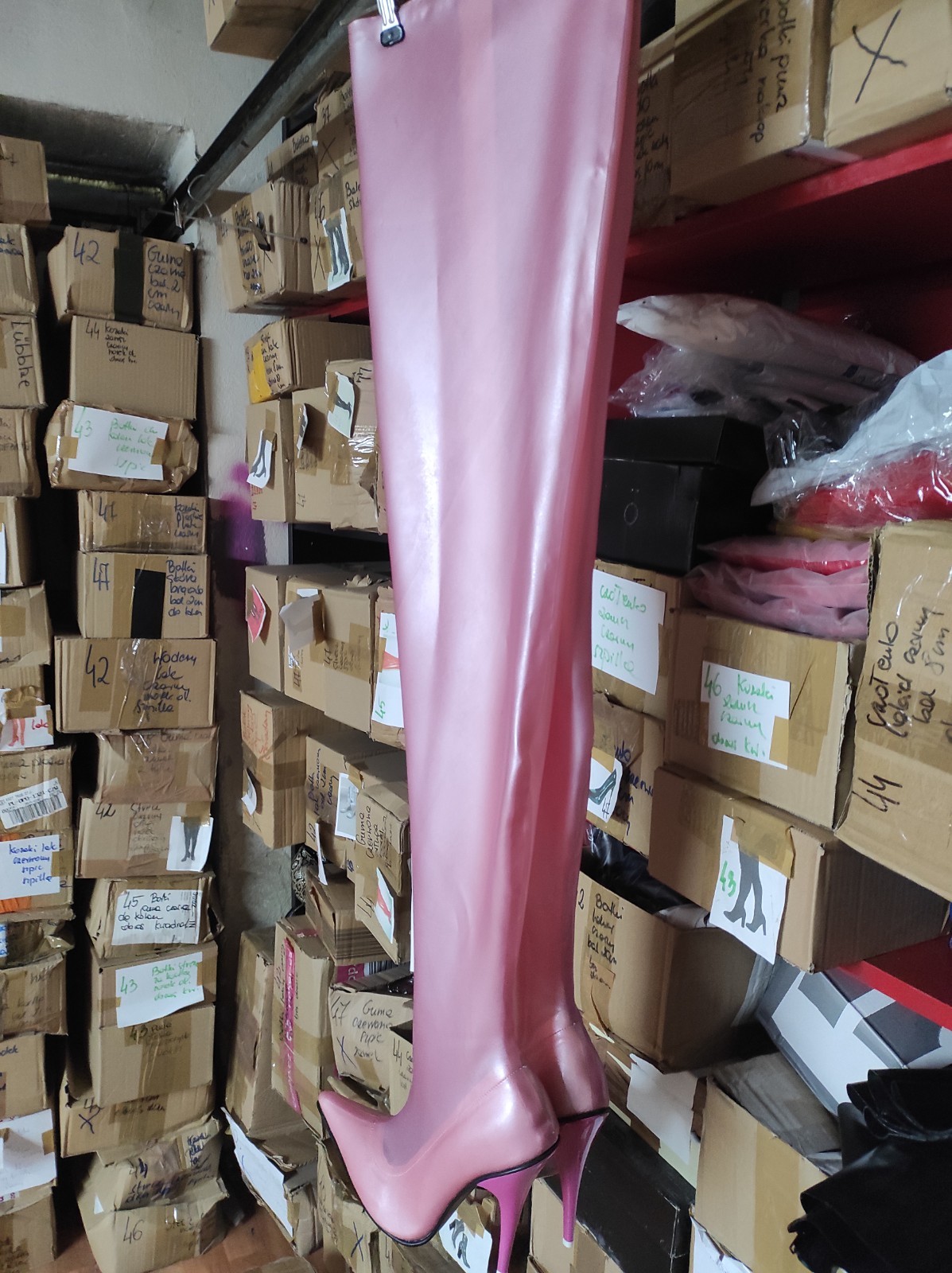 Handmade Rubber Boots Over The Knee Metalic Colours Heel 13cm Sizes from 35 to 47