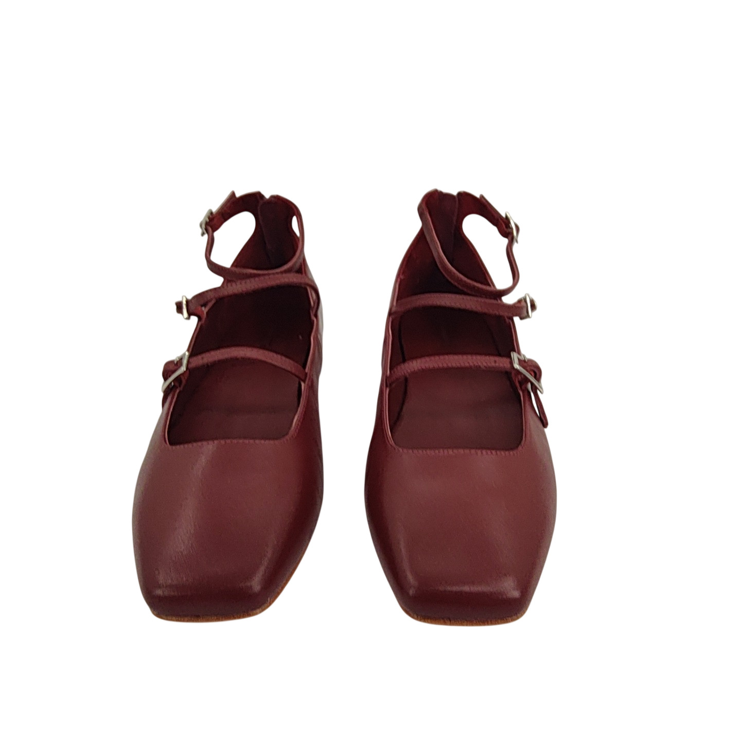 Quince Women Italian Leather Strappy Ballet Flat Merlot Shoes 9
