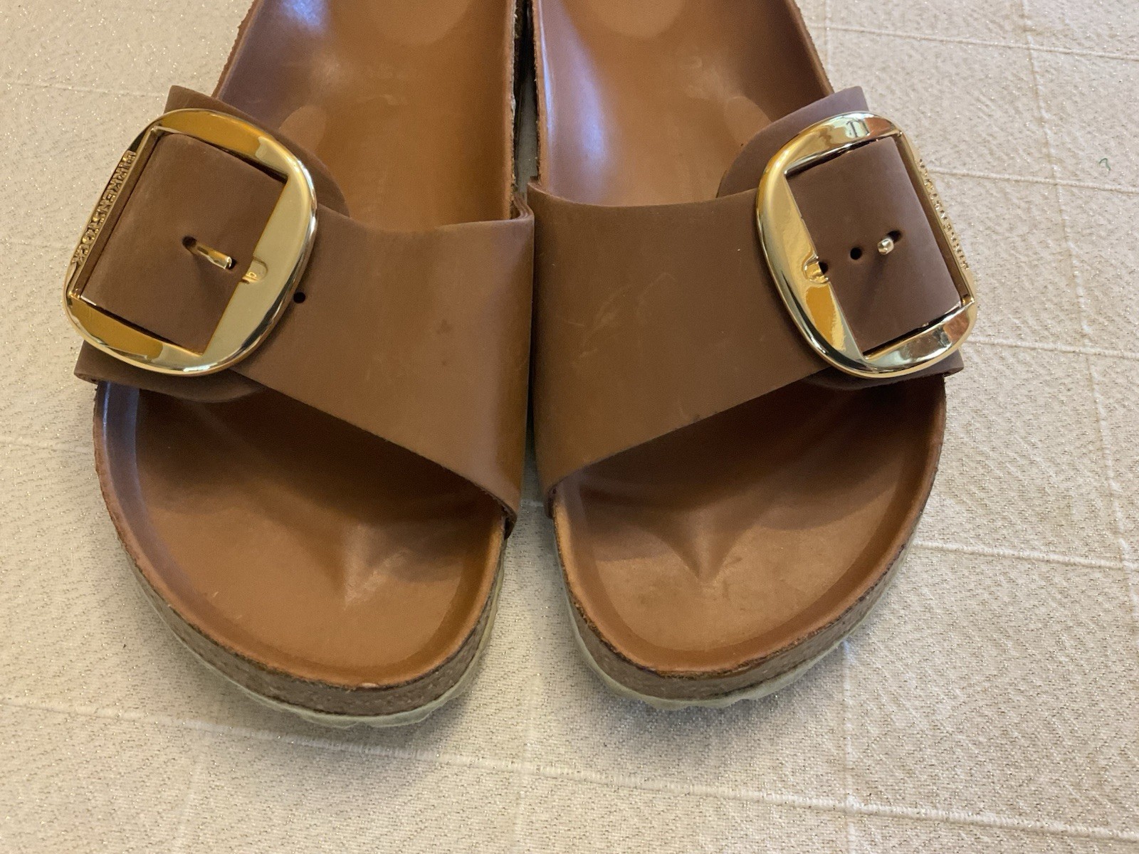 Birkenstock Madrid Big Buckle Oiled Leather Slide Sandals Cognac 9-9.5 US / 40EU