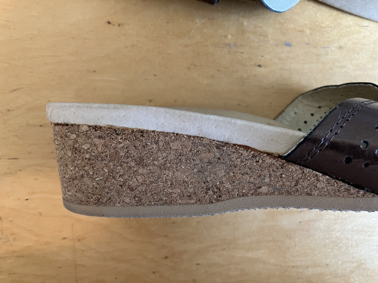 Worishofer Wedge Slide Sandals Women’s Size 39/8 Brown Leather Made in Germany