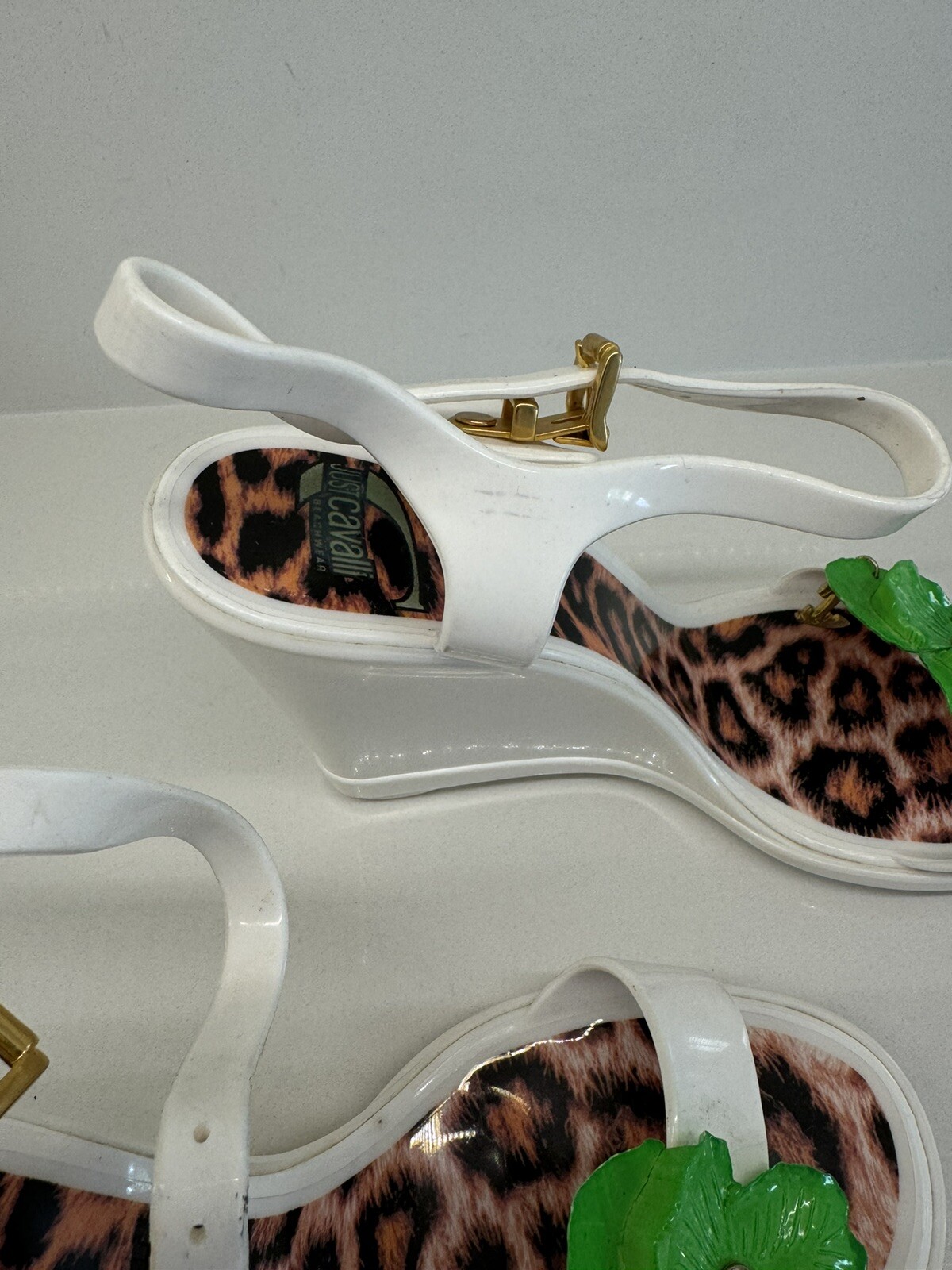 JUST CAVALLI jelly sandals Off White Wedge beach jelly JC logo summer SZ 38/us7