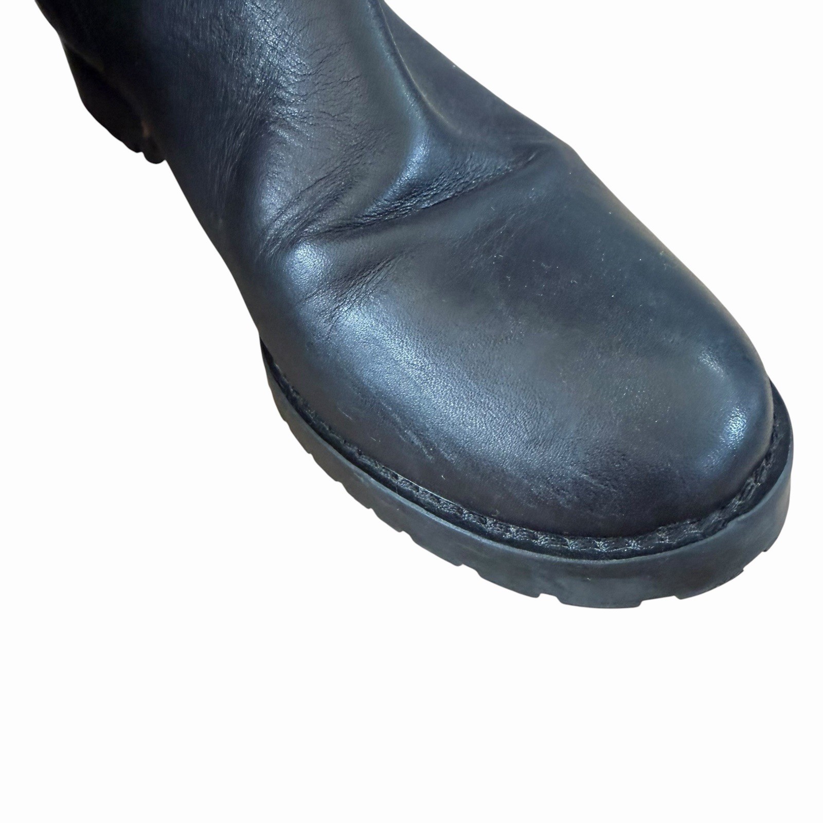 Fabianelli Black Leather Suede Faux Fur Boots Italy Womens 41 US 10 Moto Biker