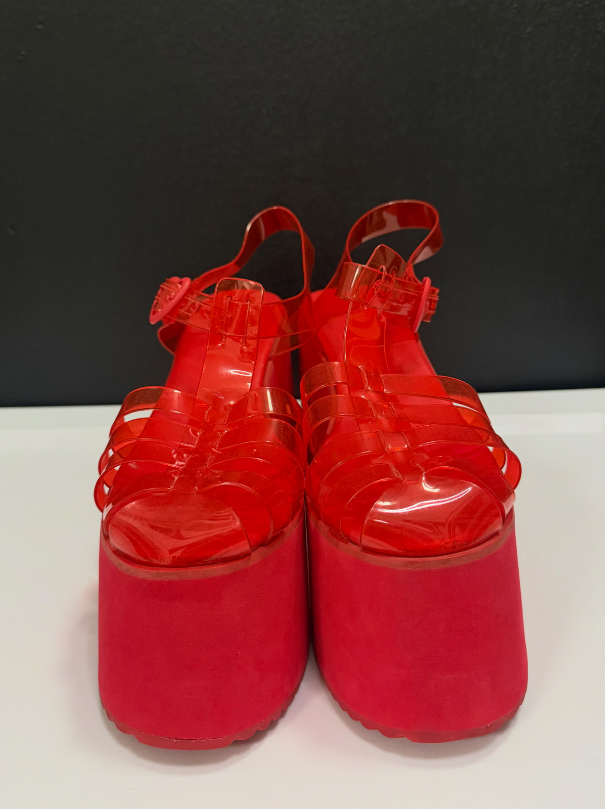 Cherry Sugar Rush Red Foam Platform Jelly Sandals Sugar Thrillz Dolls Kill Y2K