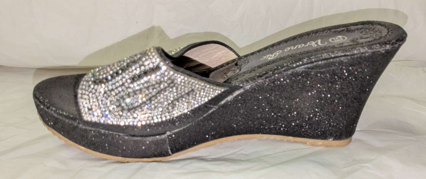 Verano Rio Beaded Sparkle Wedge Slip-on Dress Prom Wedding Sandals Shoes SZ 8.5