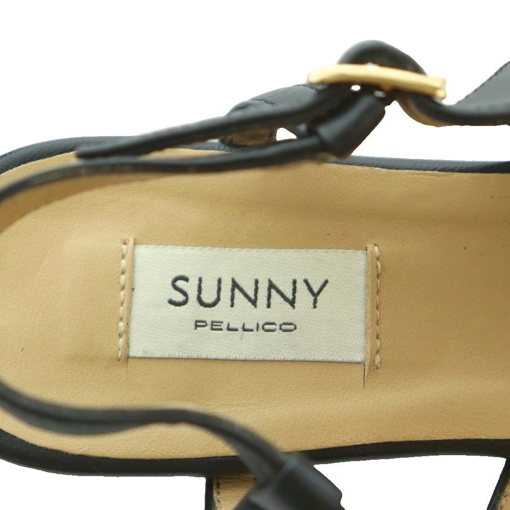 PELLICO SUNNY Thong Sandals Square Toe Strap 38 24.0-24.5cm Black Black /MI ■OS
