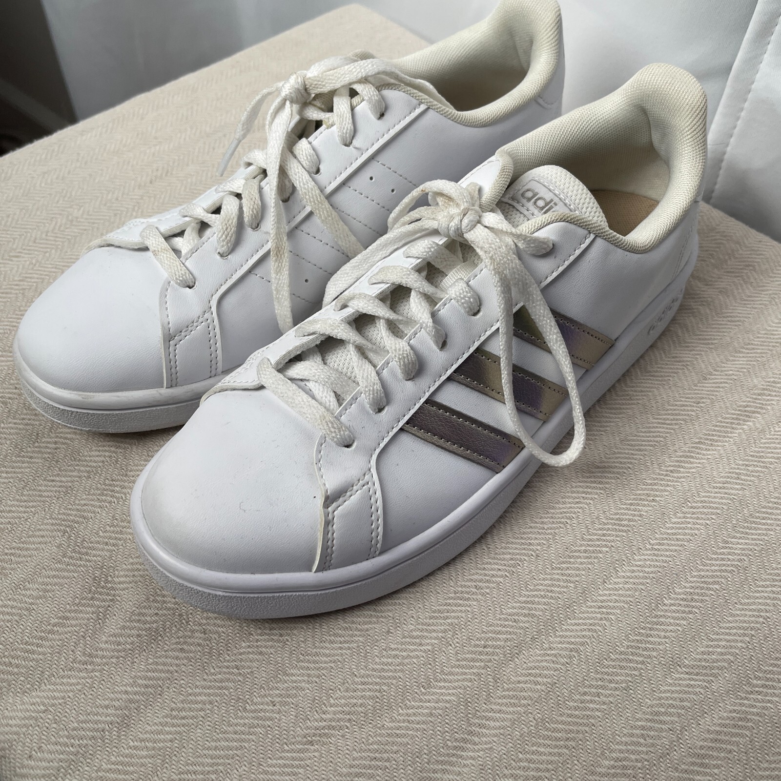 ADIDAS WOMENS GRAND COURT SNEAKER TENNIS SHOES WHITE ALUMINA SIZE 8