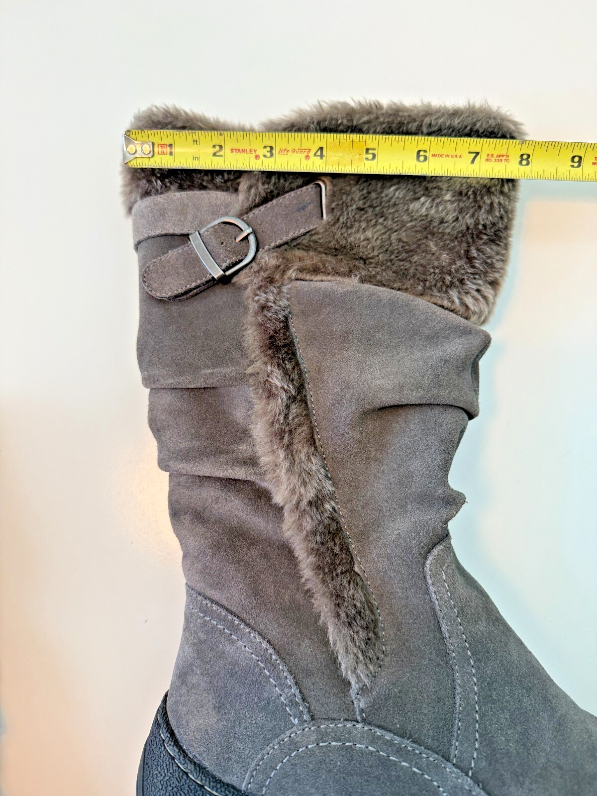 Naturalizer Women’s Brownish Gray Suede Faux Fur Lined Winter Boot Size 9
