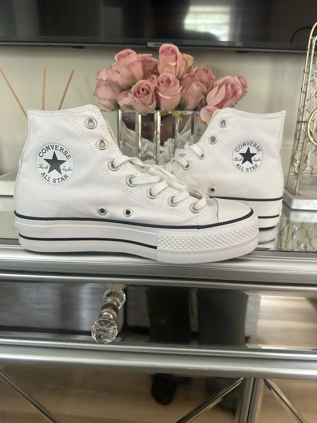 Converse Chuck Taylor All Star Platform High Top White Canvas Sneaker 560846F