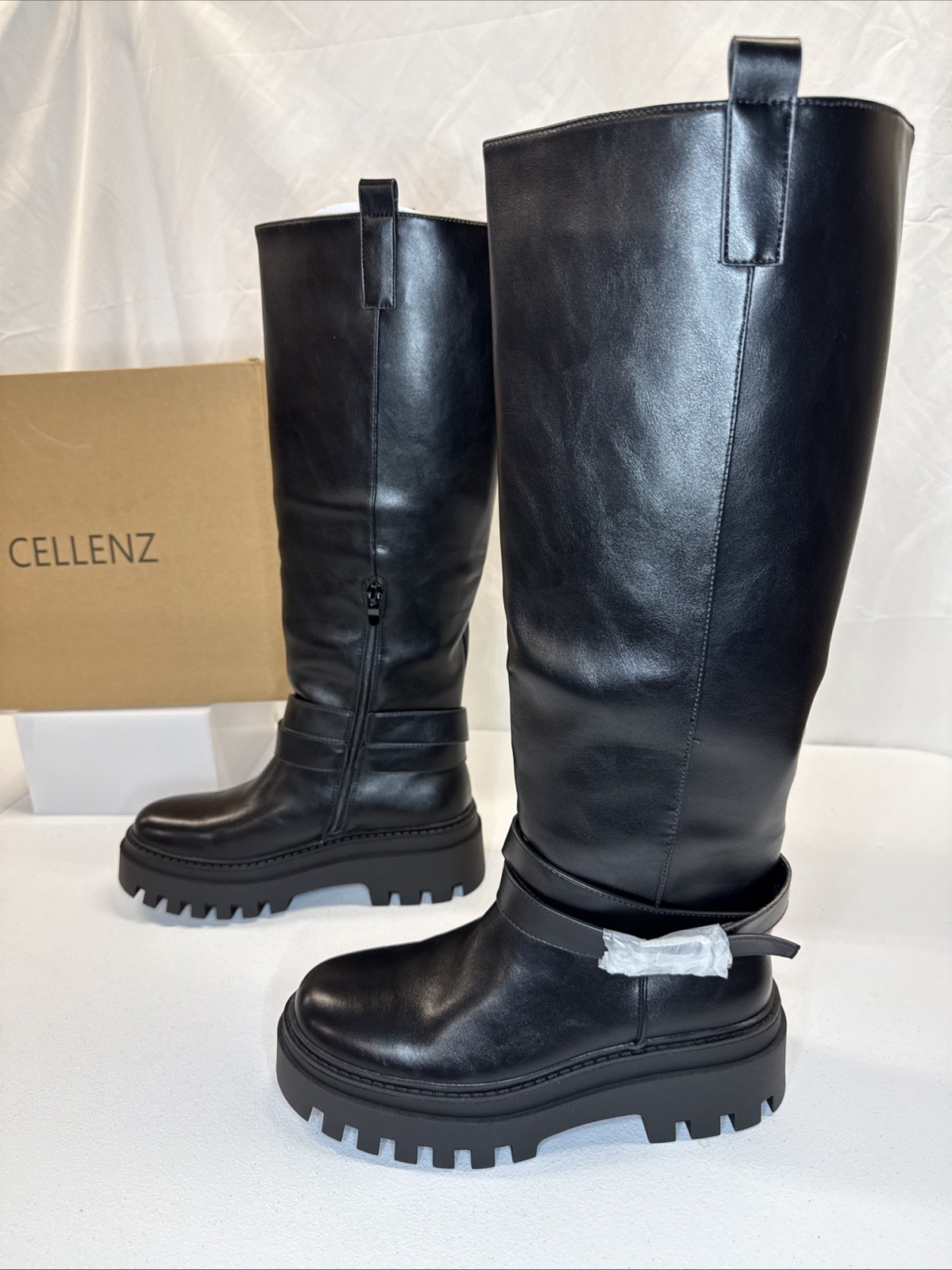 Cellenz Women’s Knee High Boots: 2.6 Inch Platform Round Toe Boot Black Size 7