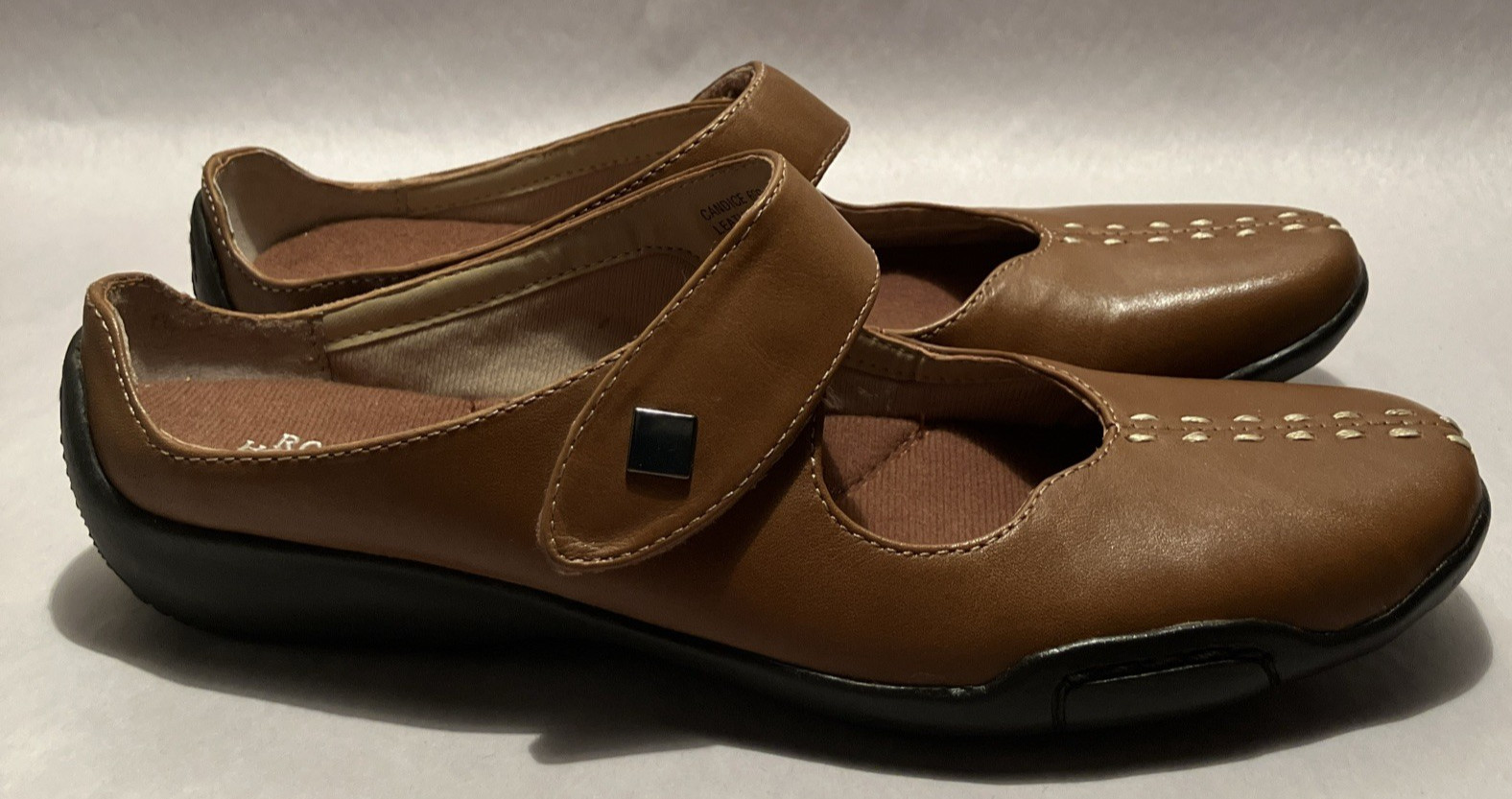 New Ros Hommerson Candice Womens 6SS Luggage Leather Cushion Cut Down Mary Janes