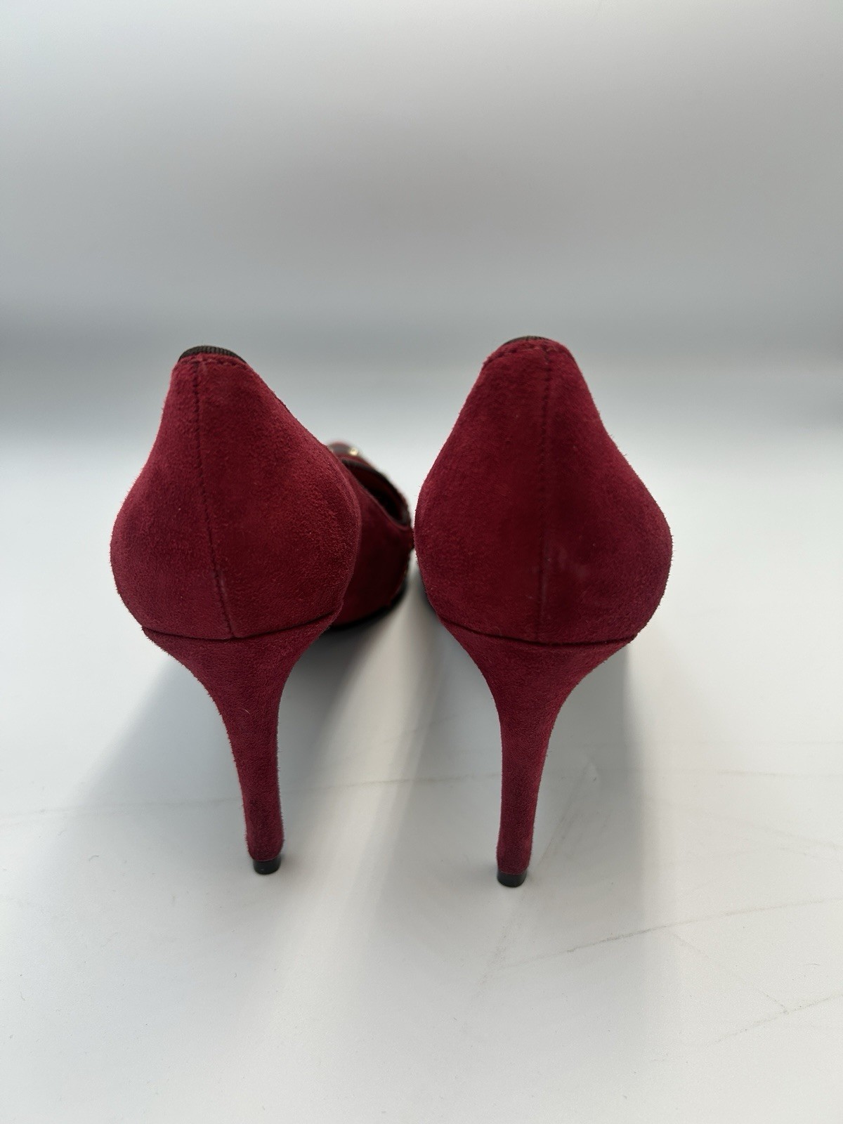 TORY BURCH Fuschia/Red Monroe Suede Patent Leather Pumps 9 Stunning Pre-loved